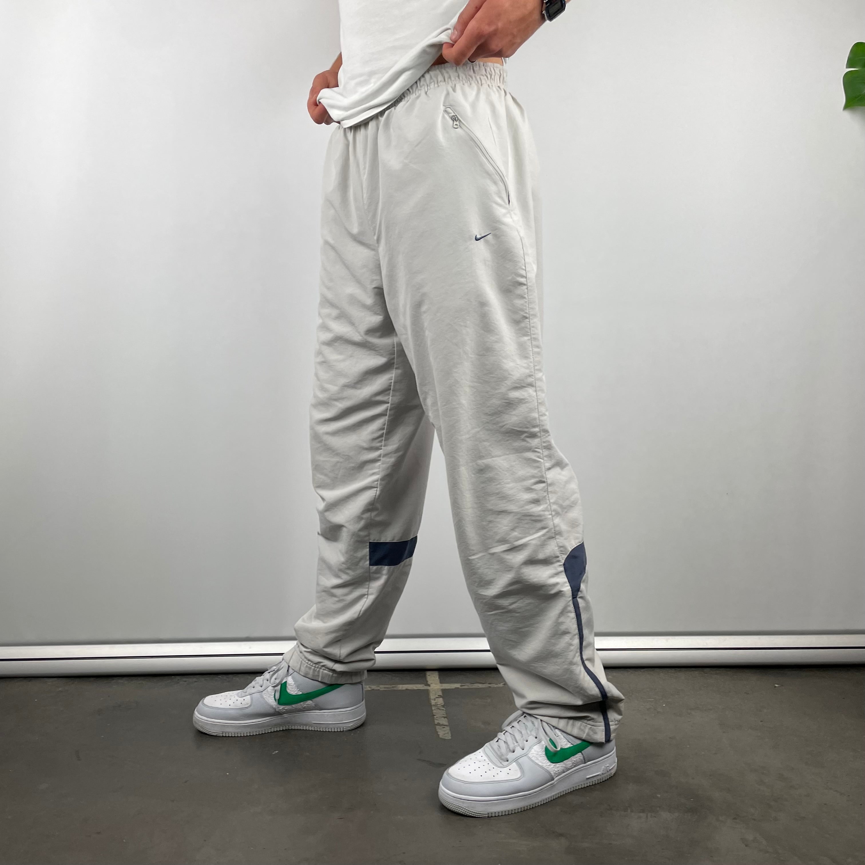 Nike Grey Embroidered Swoosh Track Pants (XL)