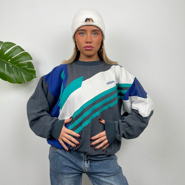 Adidas Embroidered Spell Out Colour Block Sweatshirt (M)