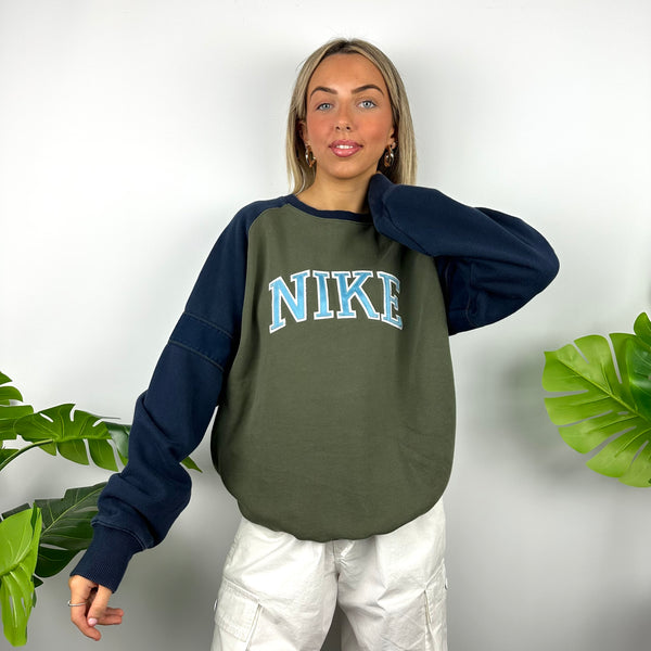 Nike RARE Green Embroidered Spell Out Sweatshirt (M)