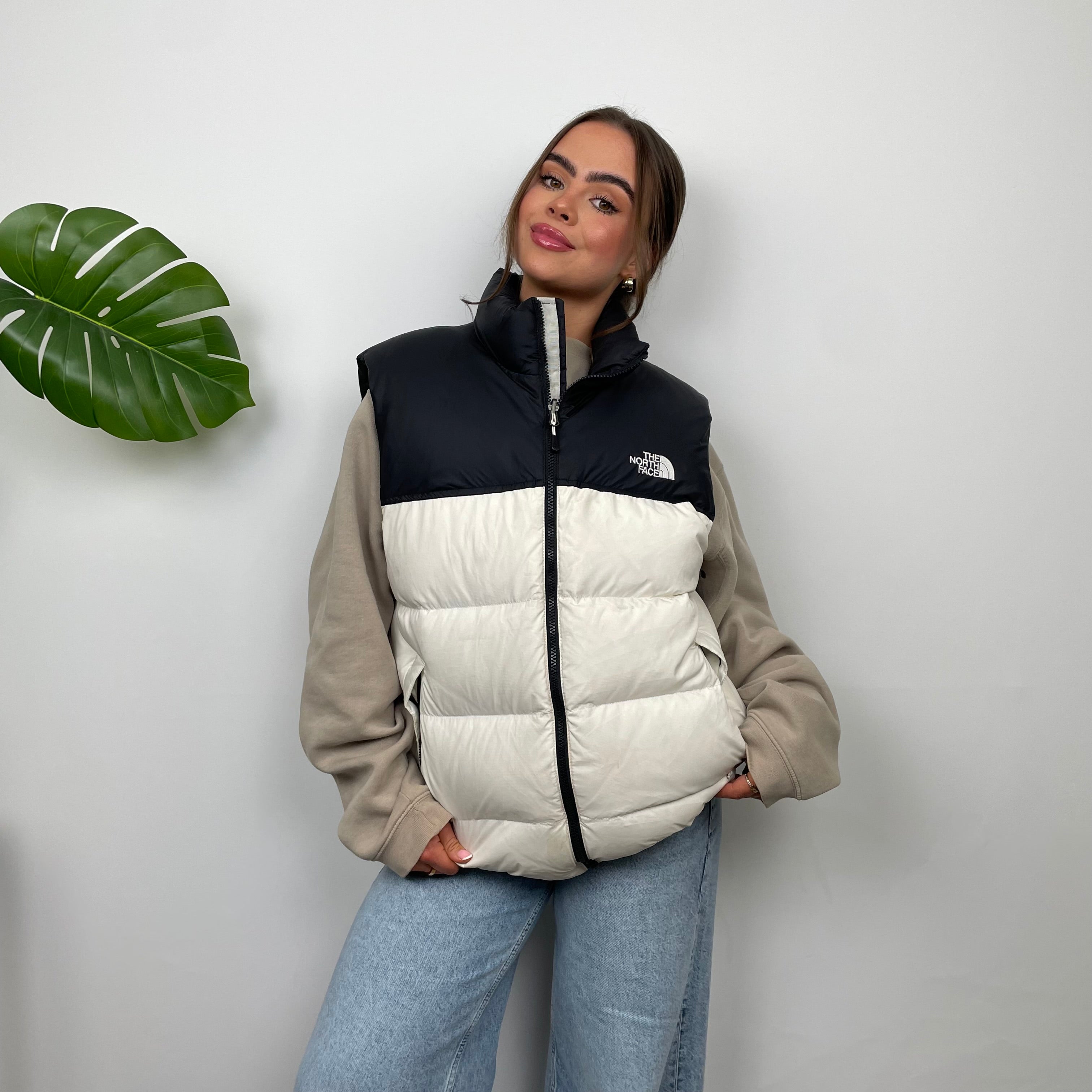 The North Face RARE White Nuptse 700 Puffer Gilet (L)