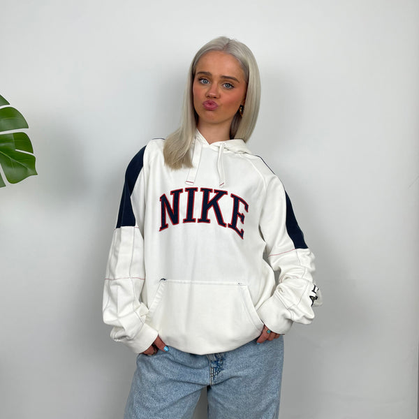 Nike White Embroidered Spell Out Hoodie (L)