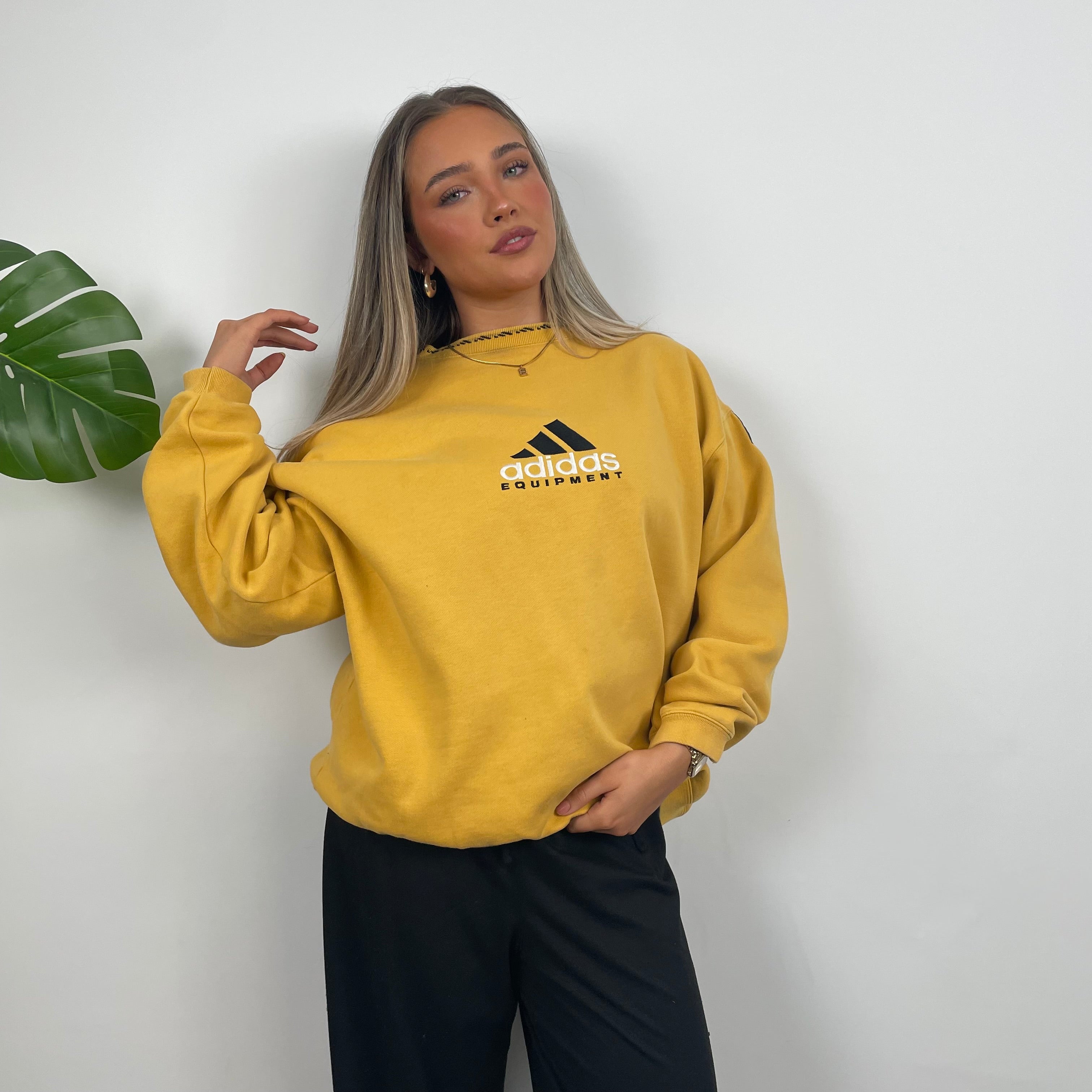 Adidas Equipment Yellow Embroidered Spell Out Sweatshirt (M)