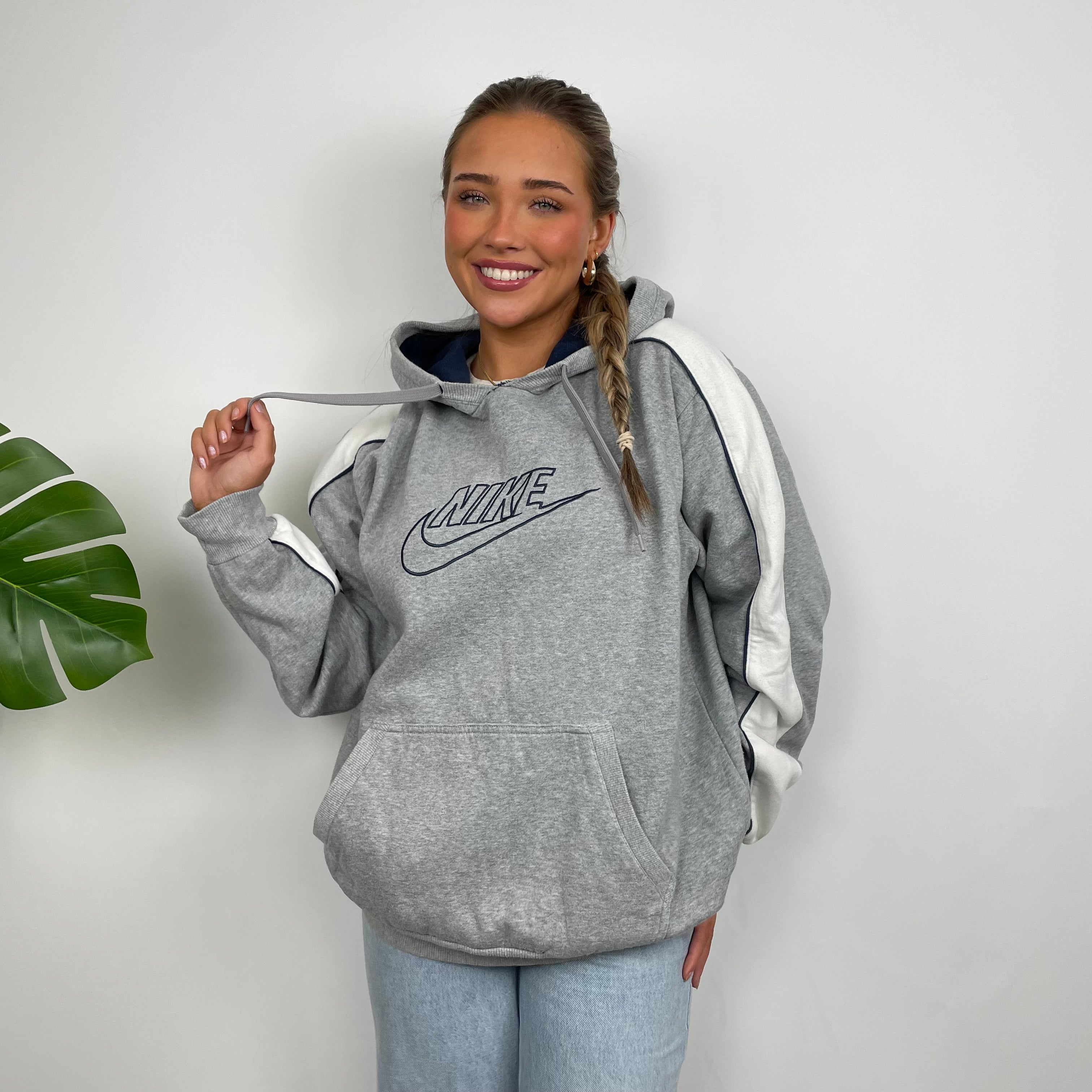 Nike Grey Embroidered Spell Out Hoodie (L)