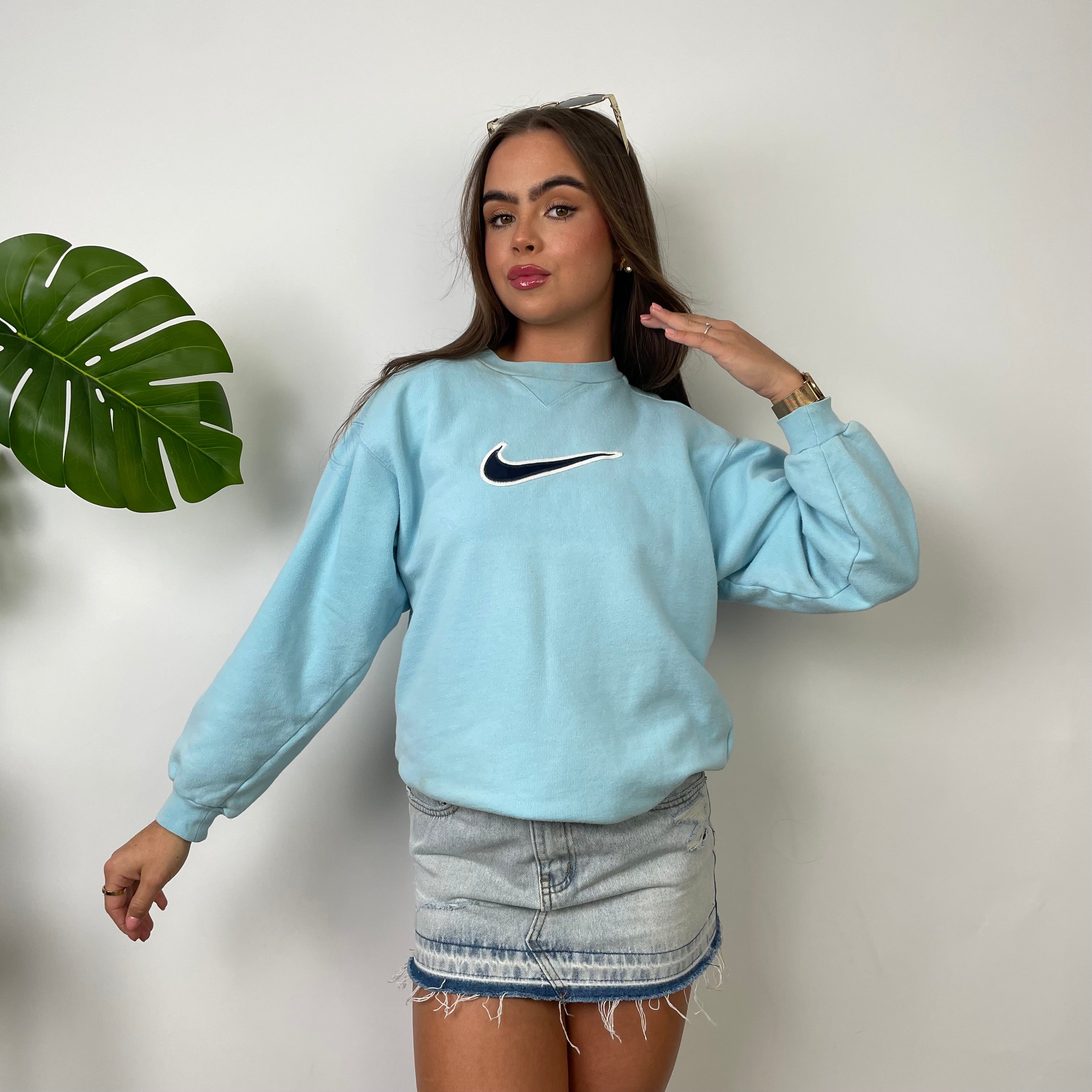 Nike Baby Blue Embroidered Swoosh Sweatshirt (S)