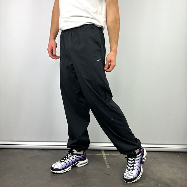 Nike Black Embroidered Swoosh Track Pants (L)