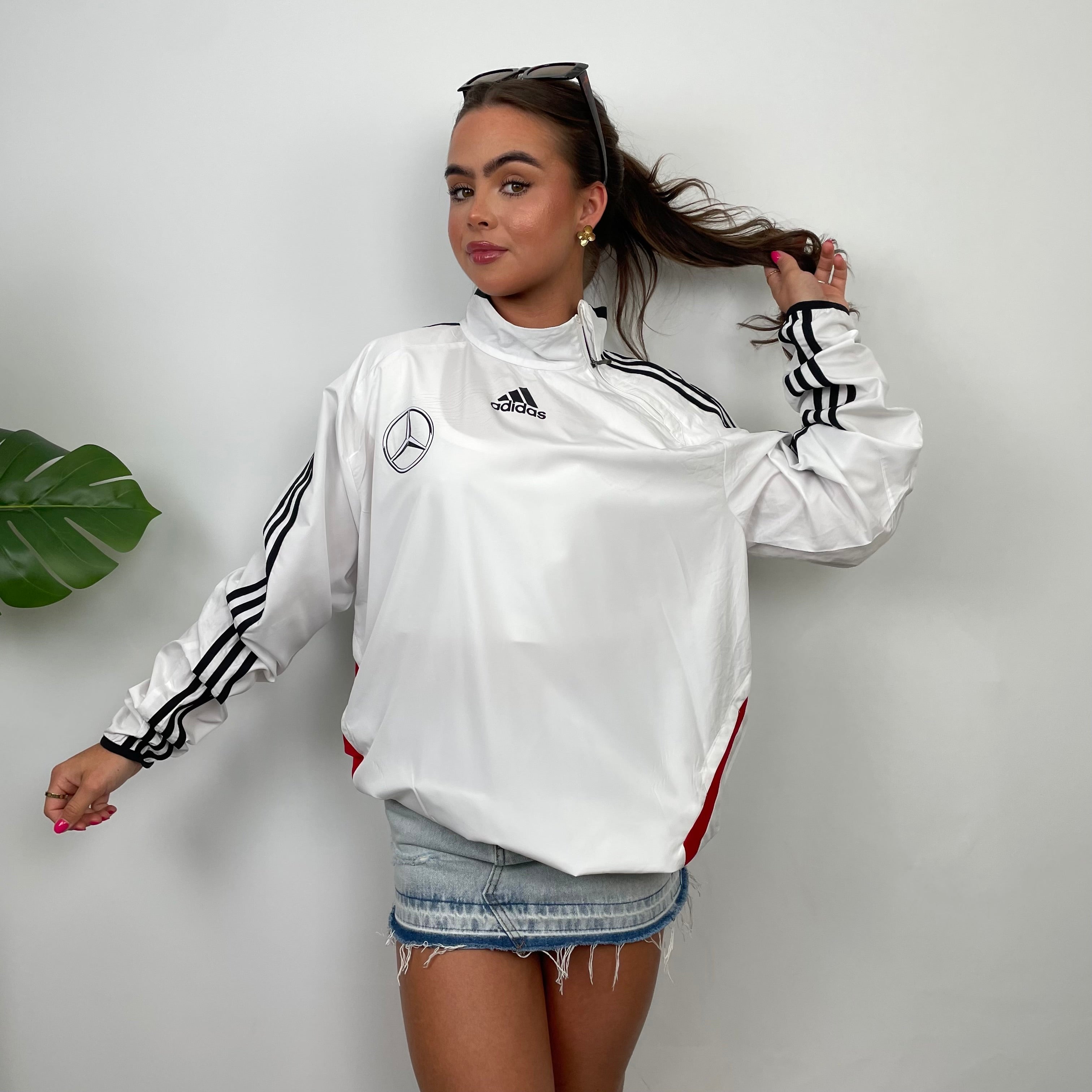 Adidas x Mercedes Benz Embroidered Spell Out Pullover Windbreaker Jacket  (XL)