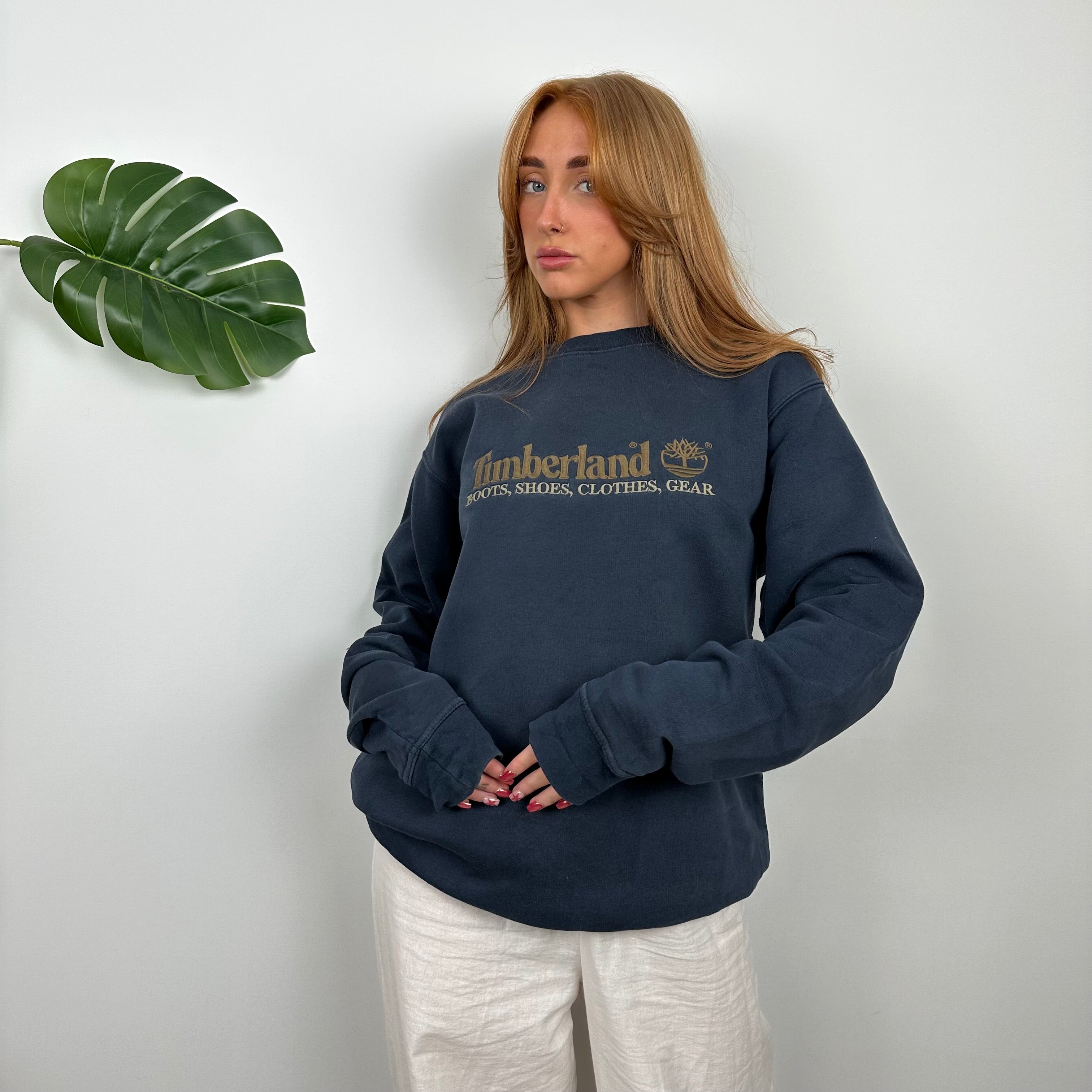 Timberland Navy Embroidered Spell Out Sweatshirt (M)