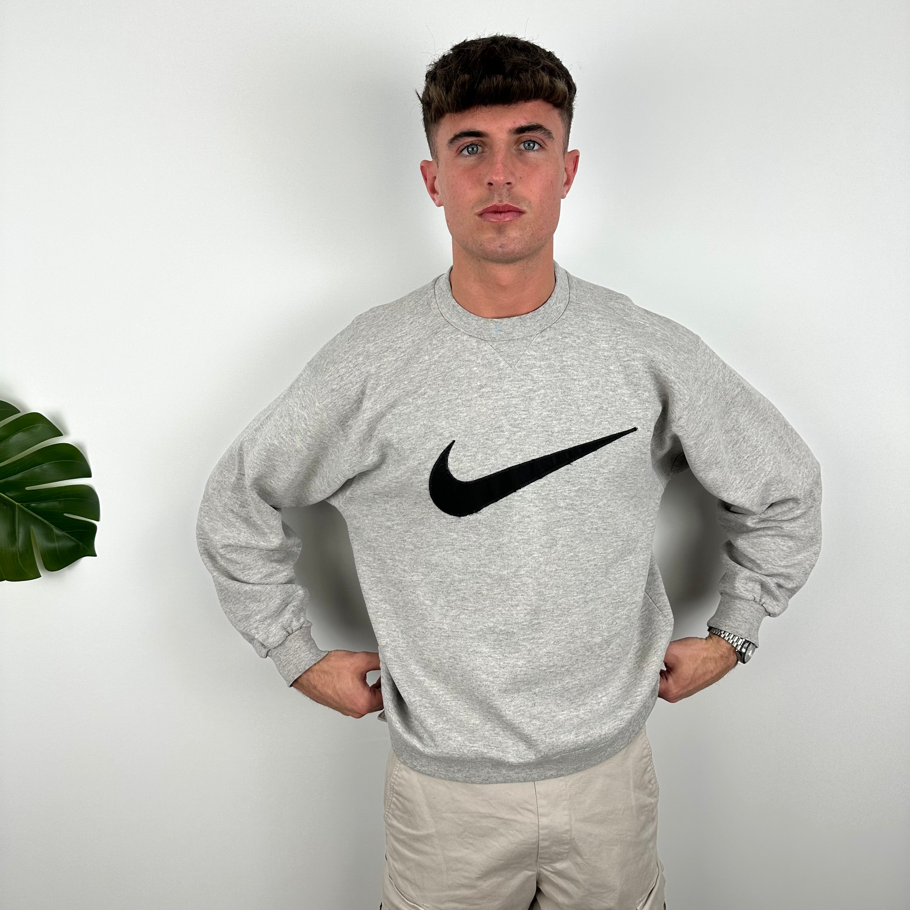 Nike Grey Embroidered Swoosh Sweatshirt (M)