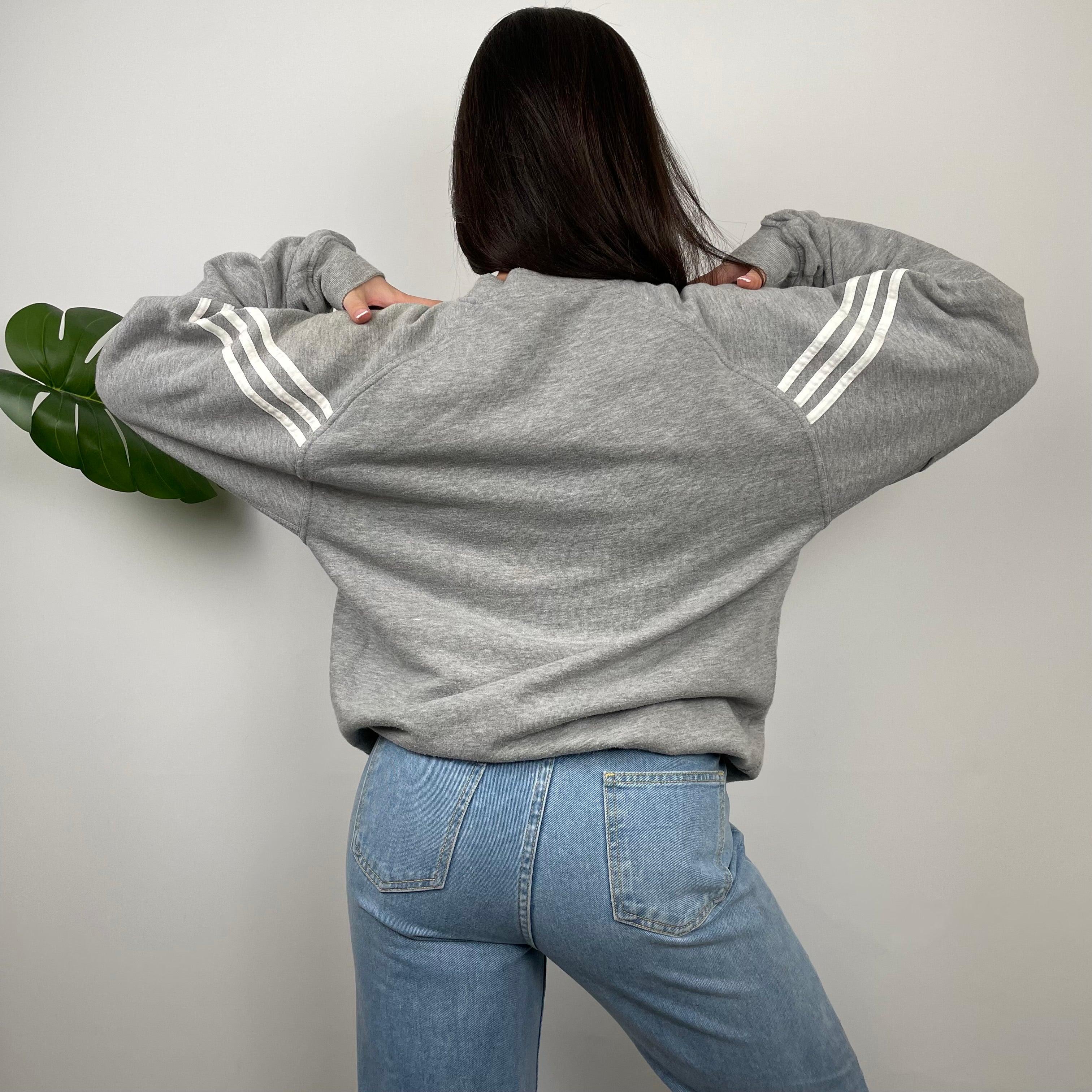 Adidas Grey Embroidered Spell Out Sweatshirt (L)