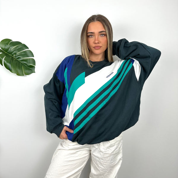 Adidas Embroidered Spell Out Colour Block Sweatshirt (L)