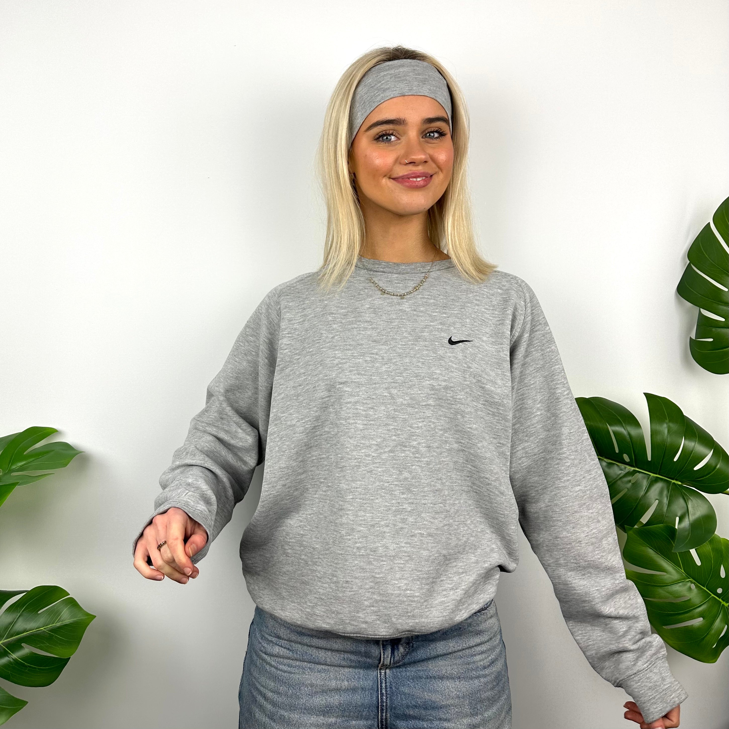 Nike Grey Embroidered Swoosh Sweatshirt (S)