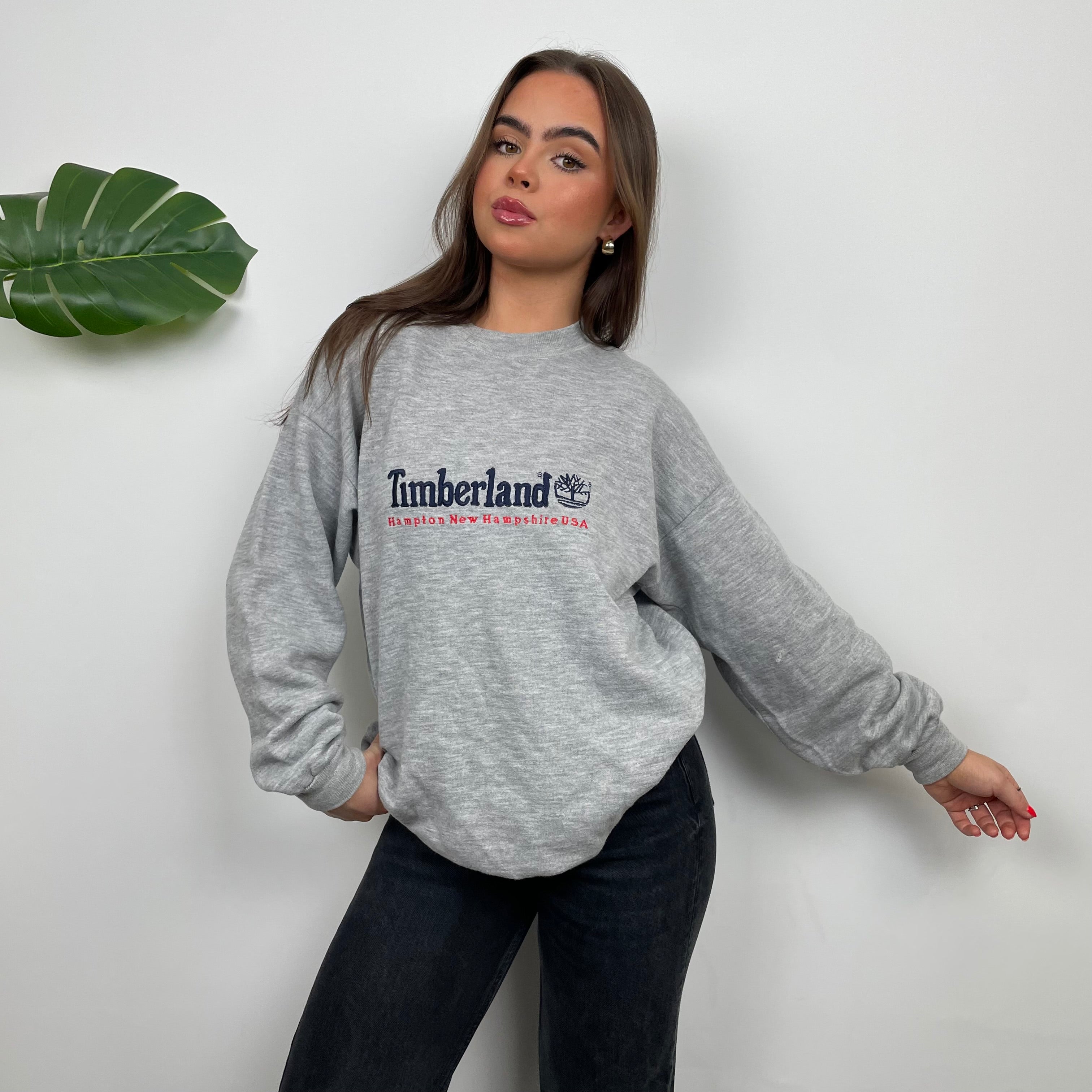 Timberland Grey Embroidered Spell Out Sweatshirt (M)