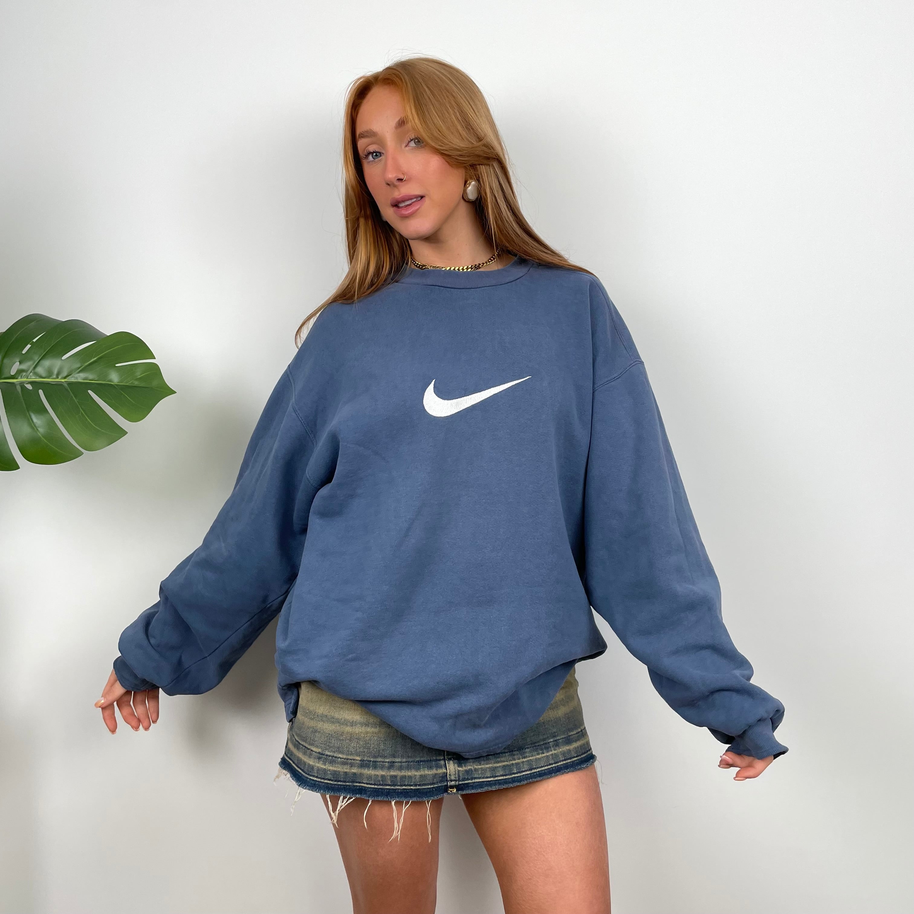 Nike Blue Embroidered Swoosh Sweatshirt (M)