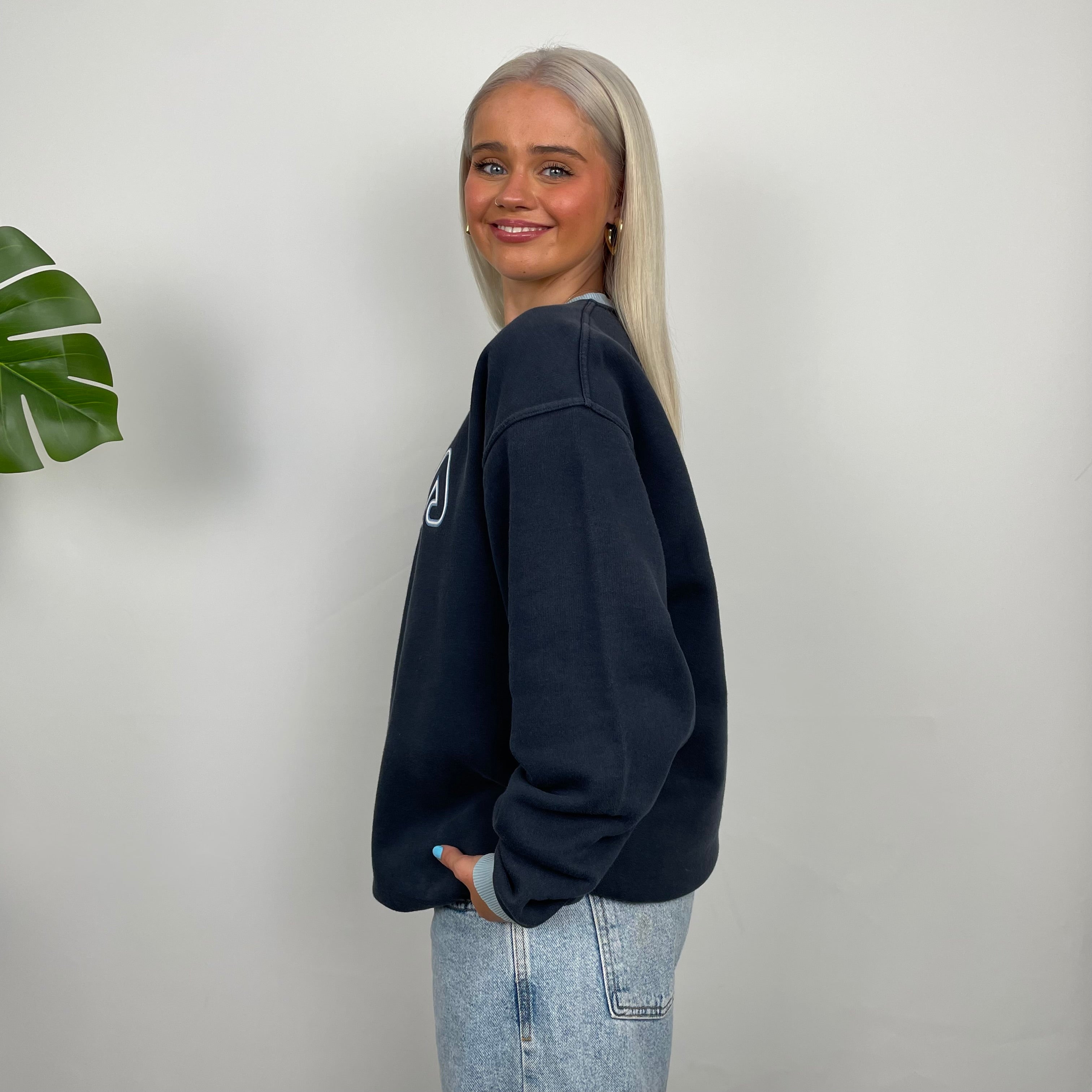 FILA Navy Embroidered Spell Out Sweatshirt (M)