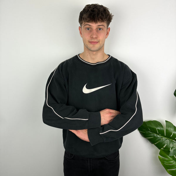 Nike Black Embroidered Swoosh Sweatshirt (XL)