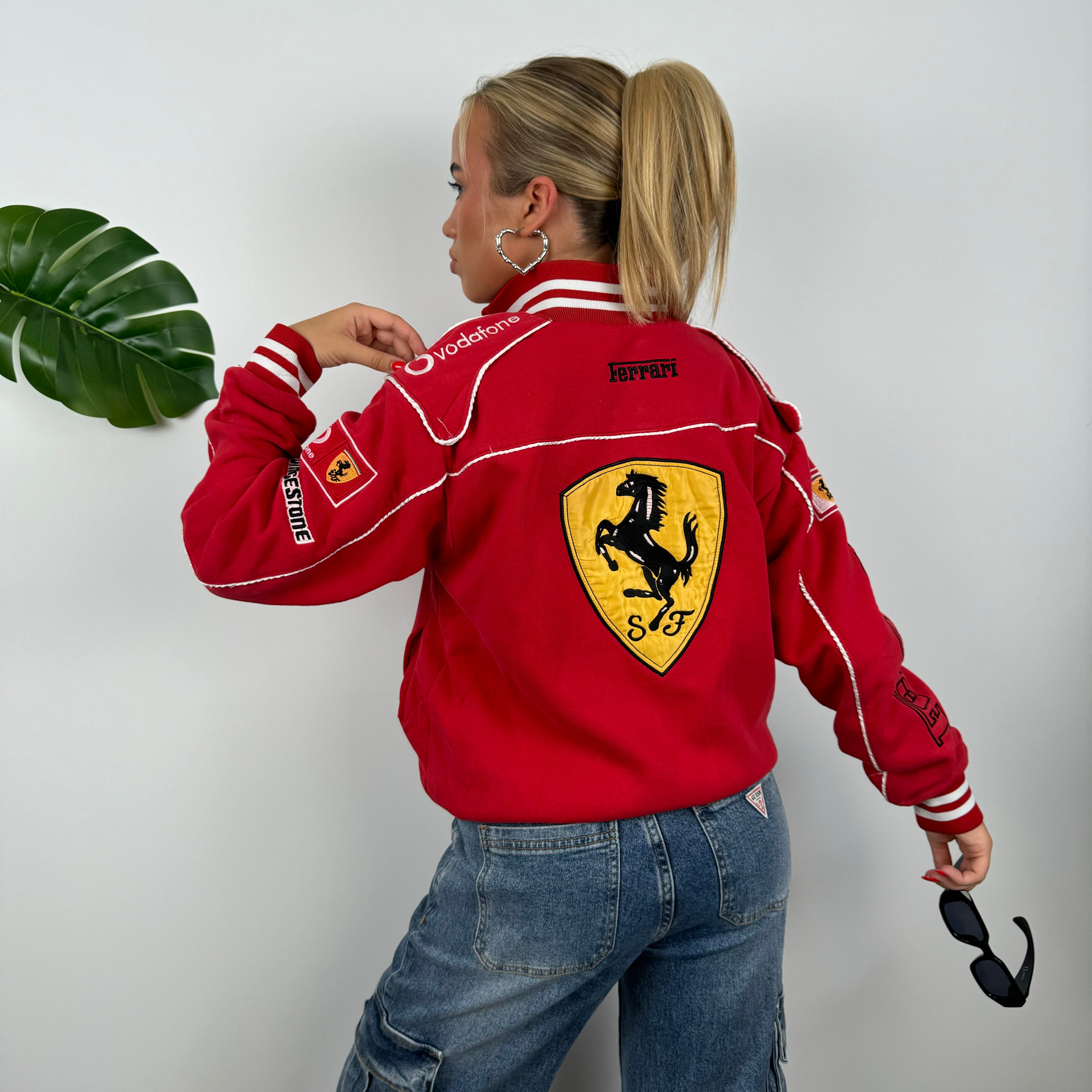 Ferrari Racing RARE Red Embroidered Spell Out Zip Up Jacket (M)