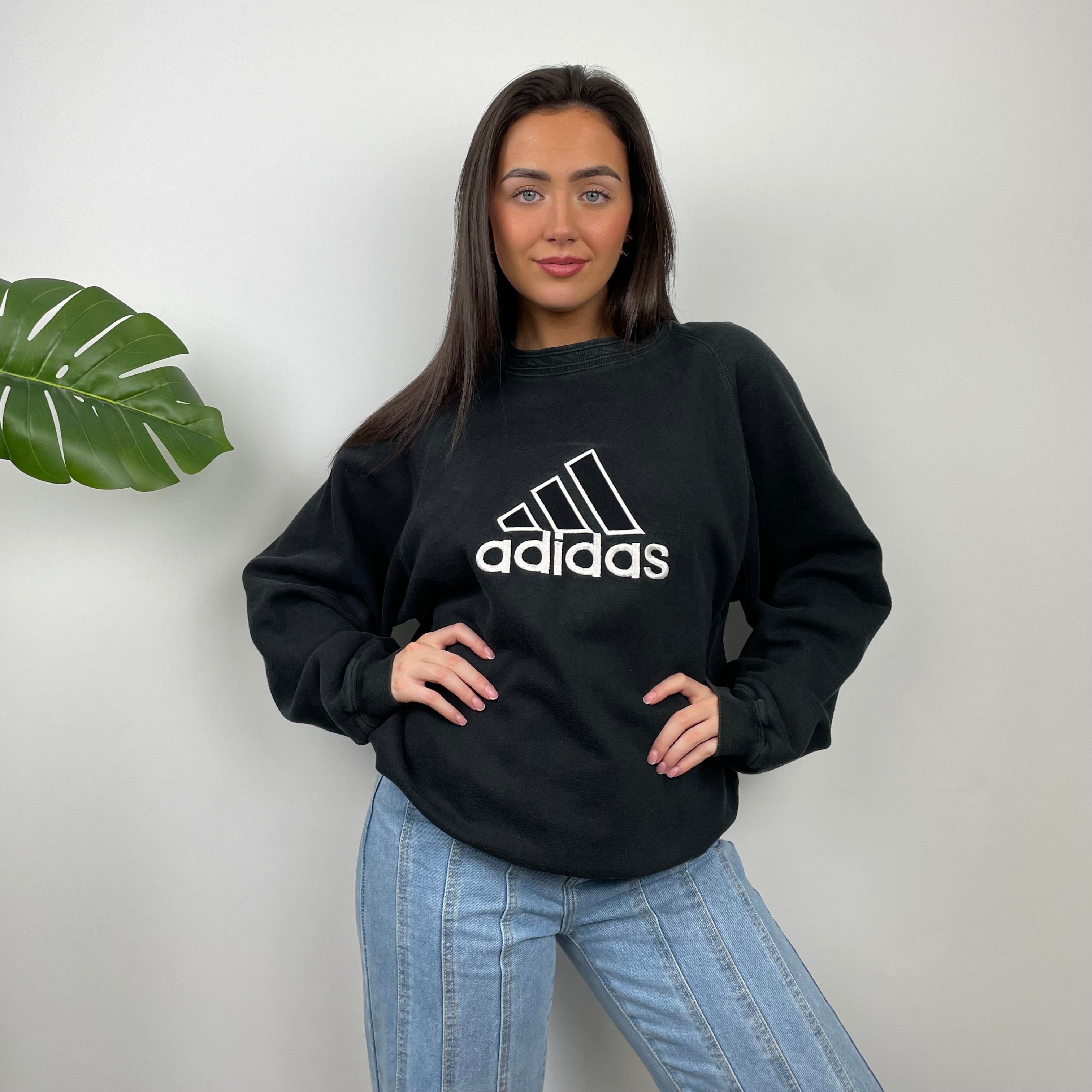 Adidas RARE Black Embroidered Spell Out Sweatshirt (L)