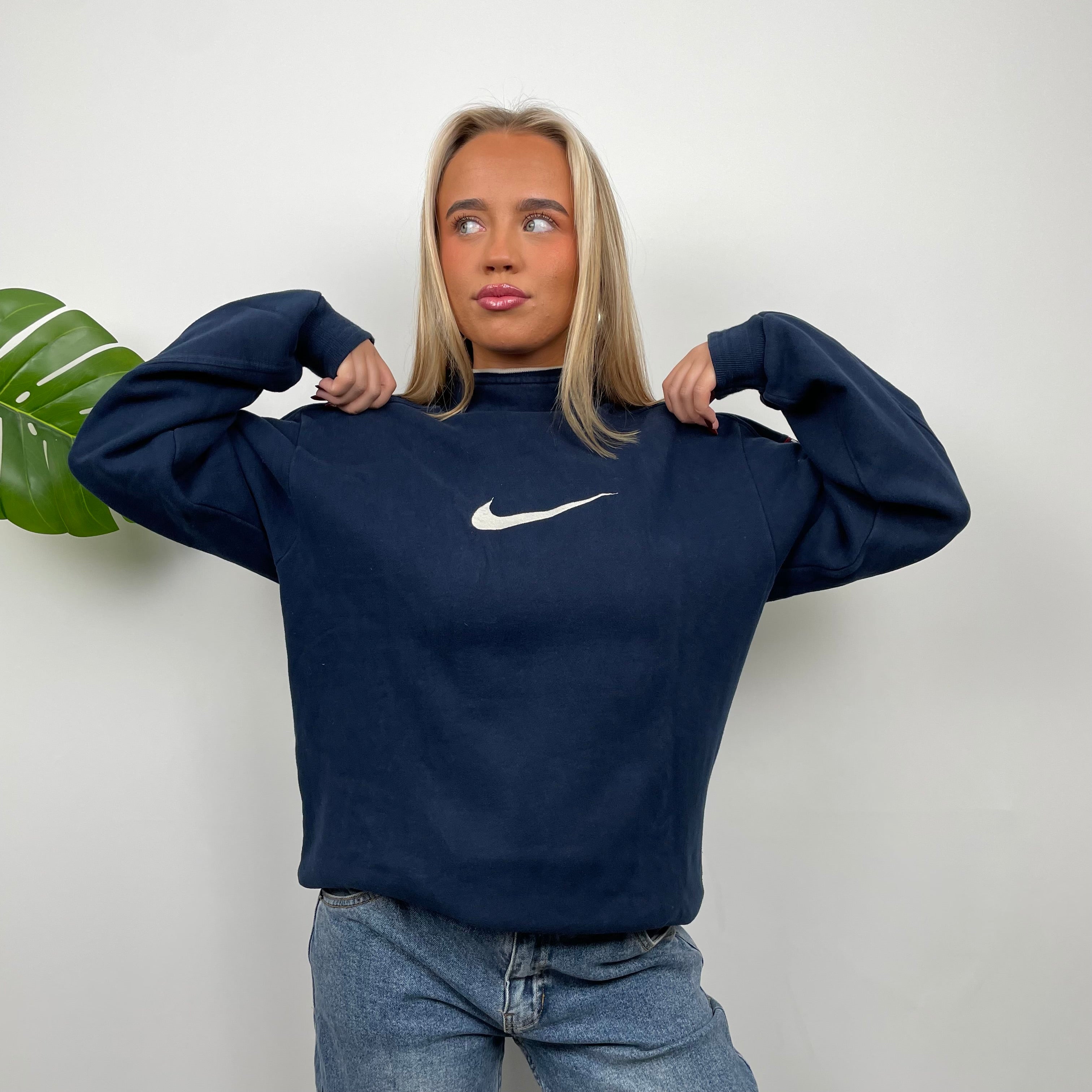 Nike Navy Embroidered Swoosh Sweatshirt (M)