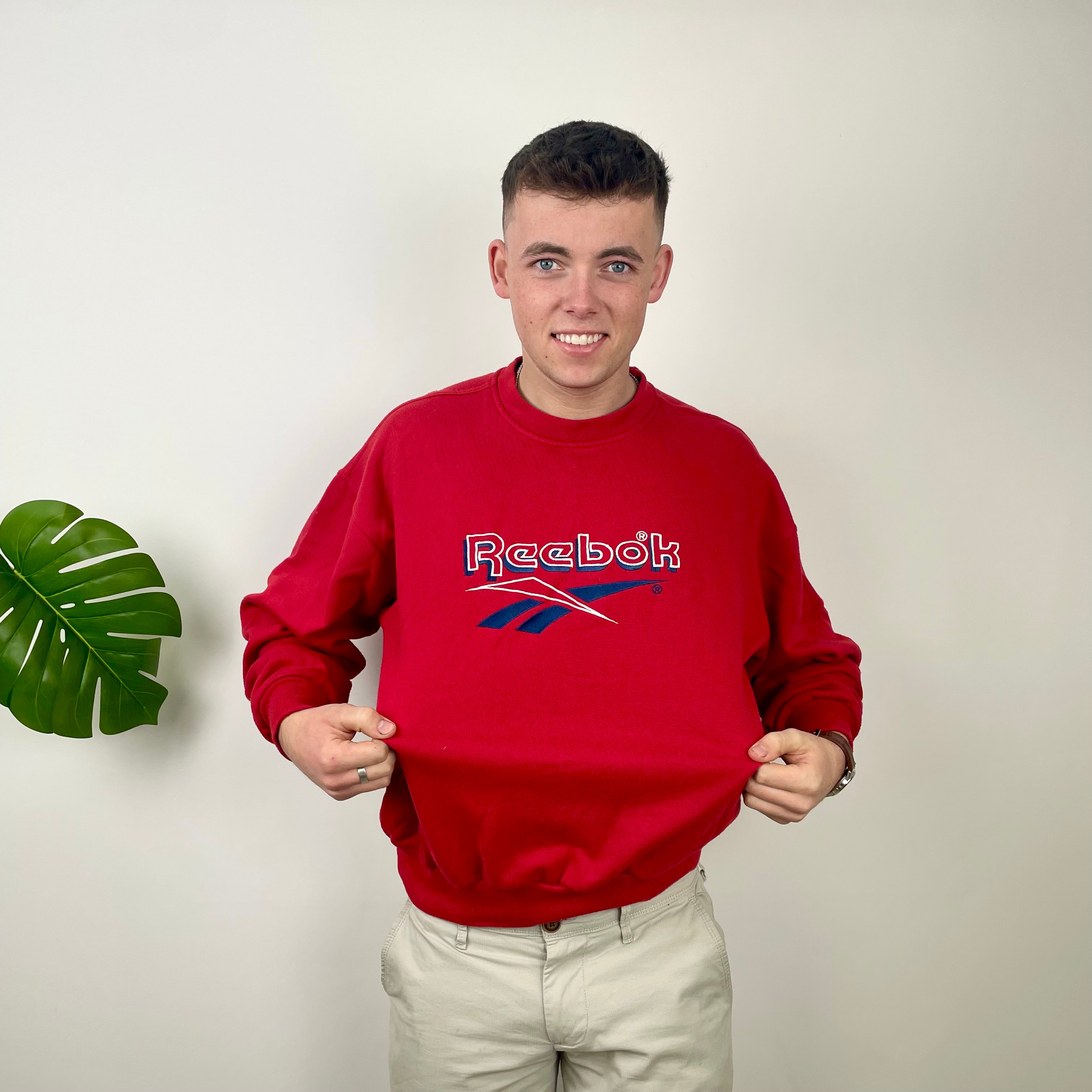 Reebok Red Embroidered Spell Out Sweatshirt (M)