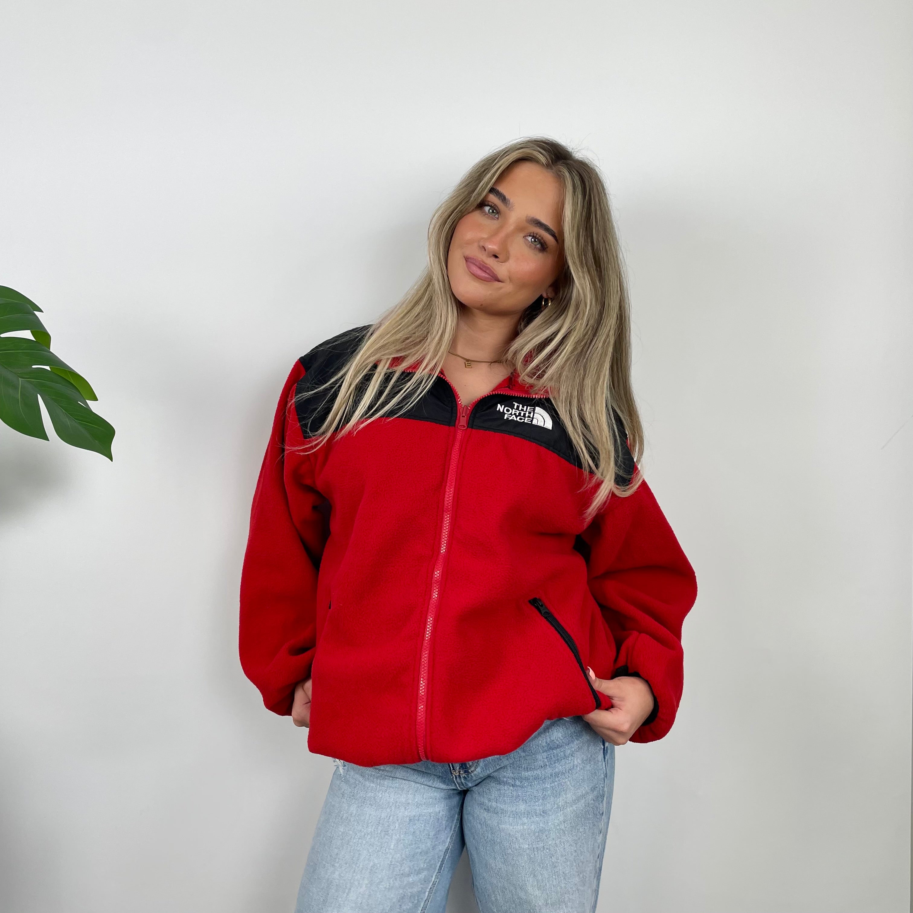 North Face Red Denali Teddy Bear Fleece Zip Up Jacket (S)