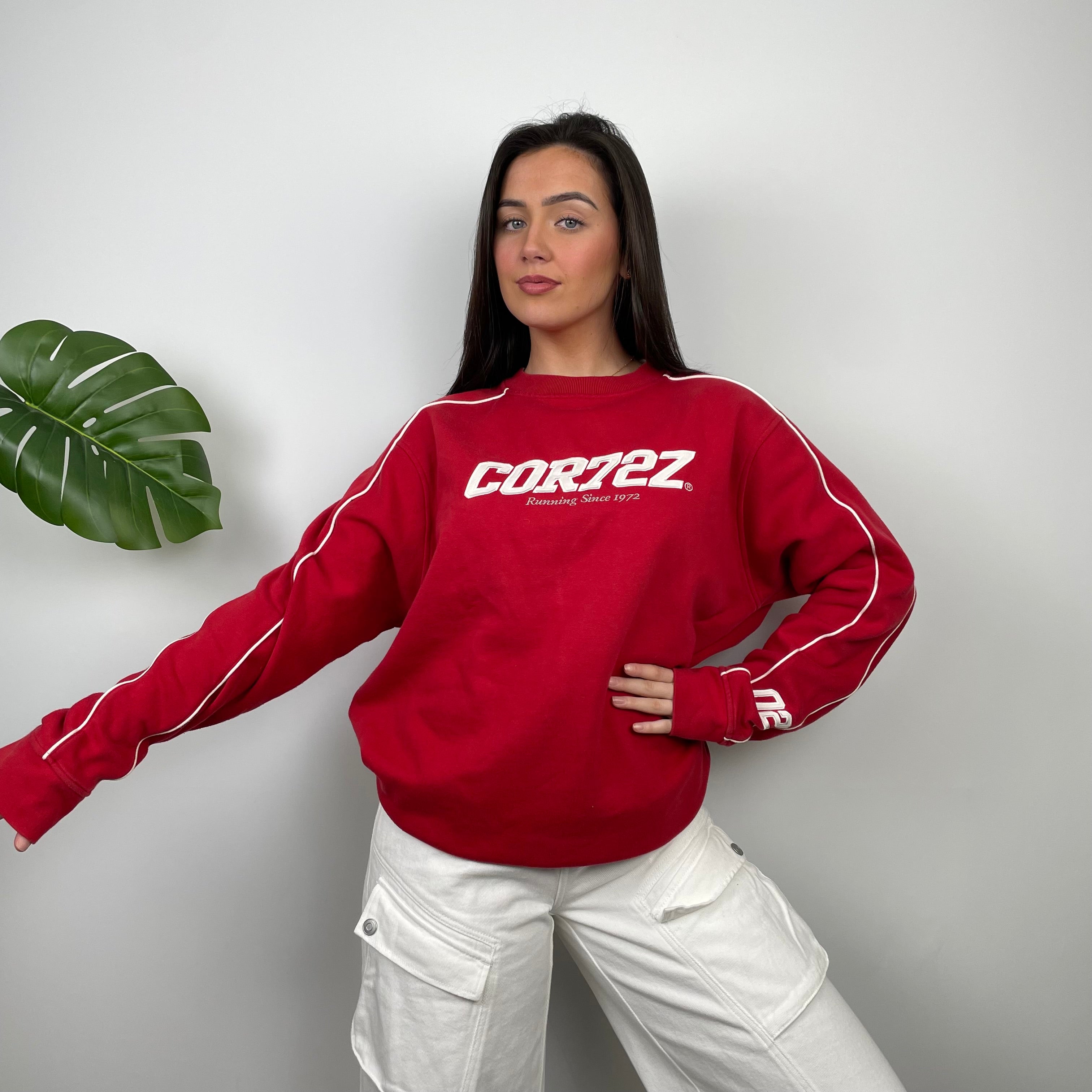 Nike Cortez RARE Red Embroidered Spell Out Sweatshirt (M)