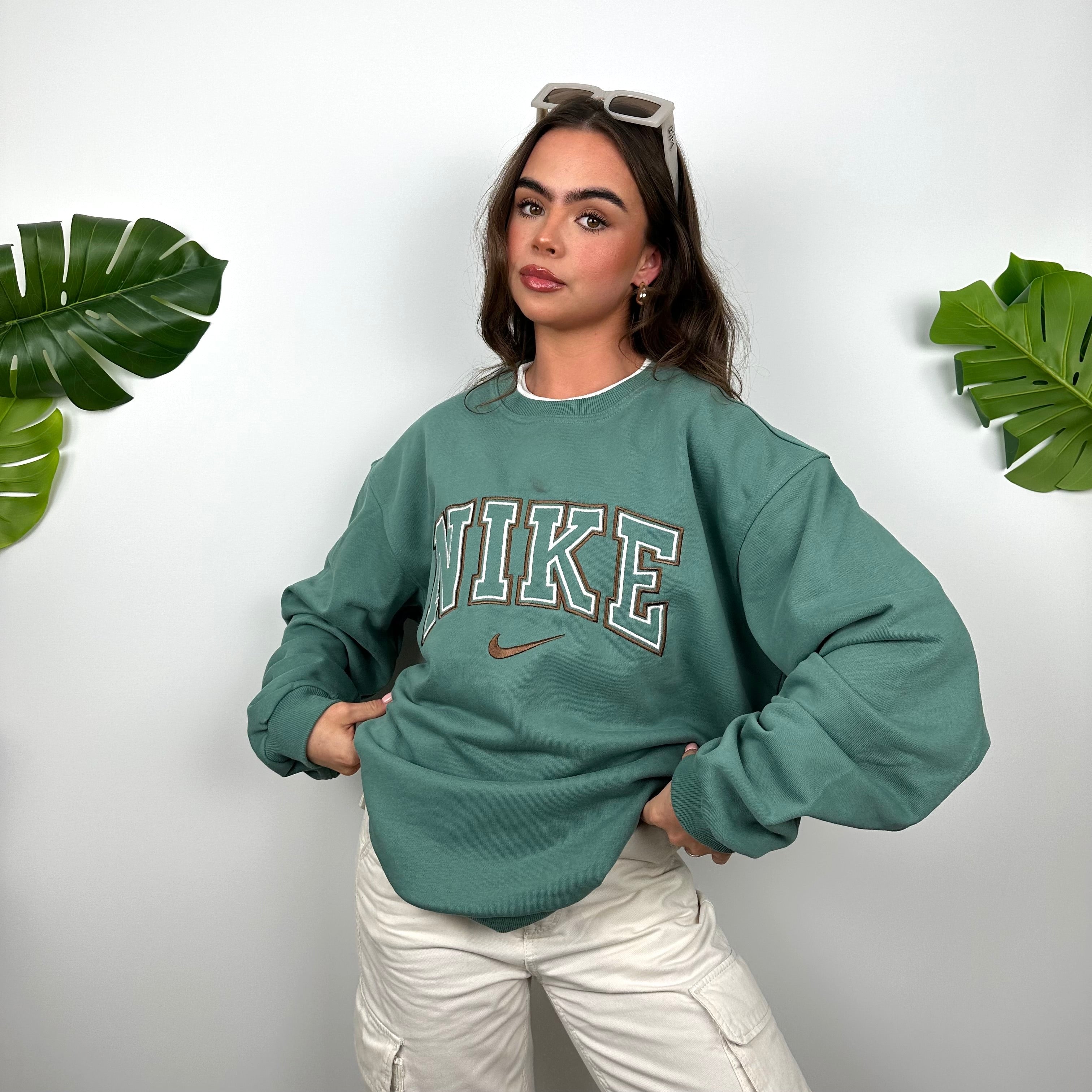 Nike Green Embroidered Spell Out Sweatshirt (L)