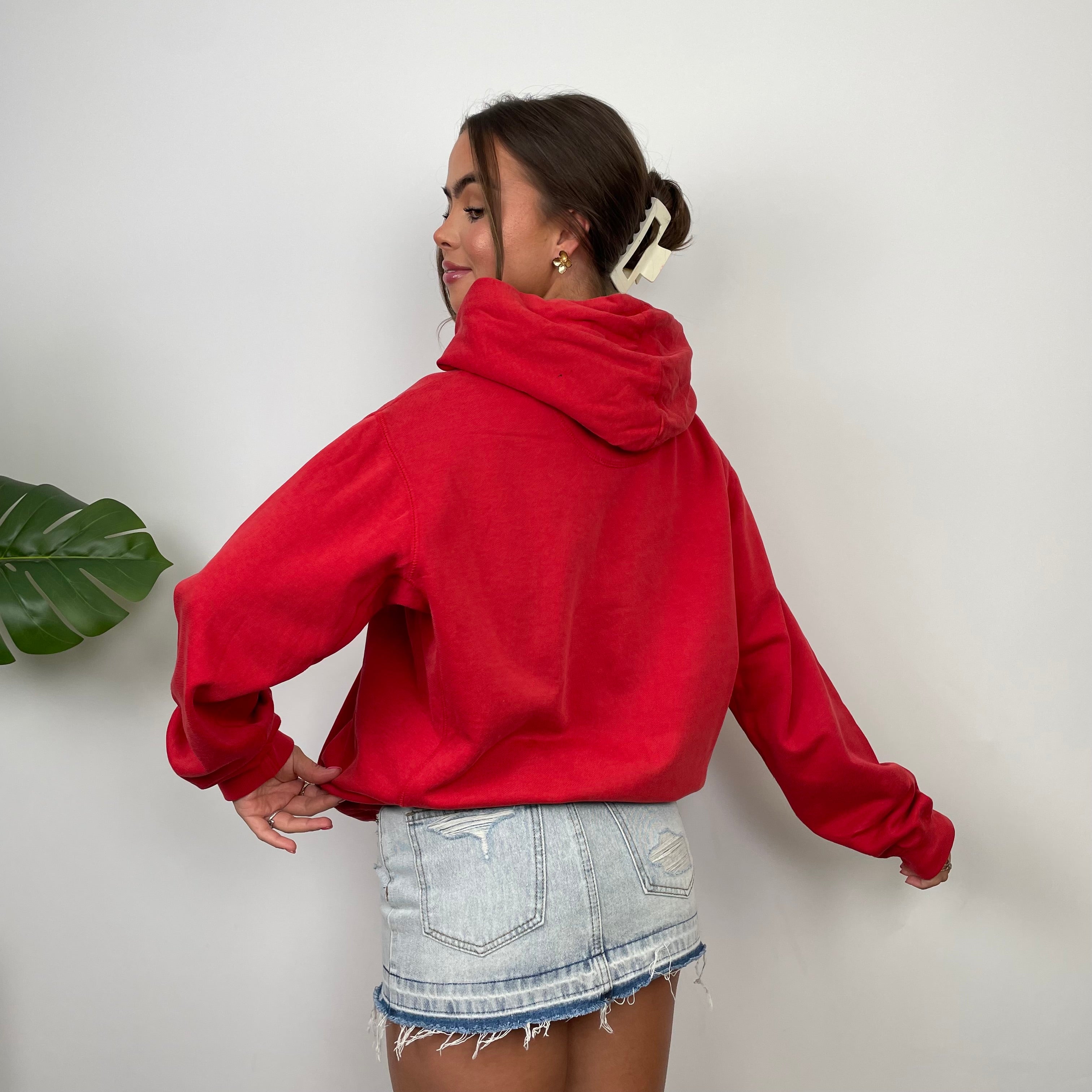 Nike Red Embroidered Swoosh Hoodie (S)