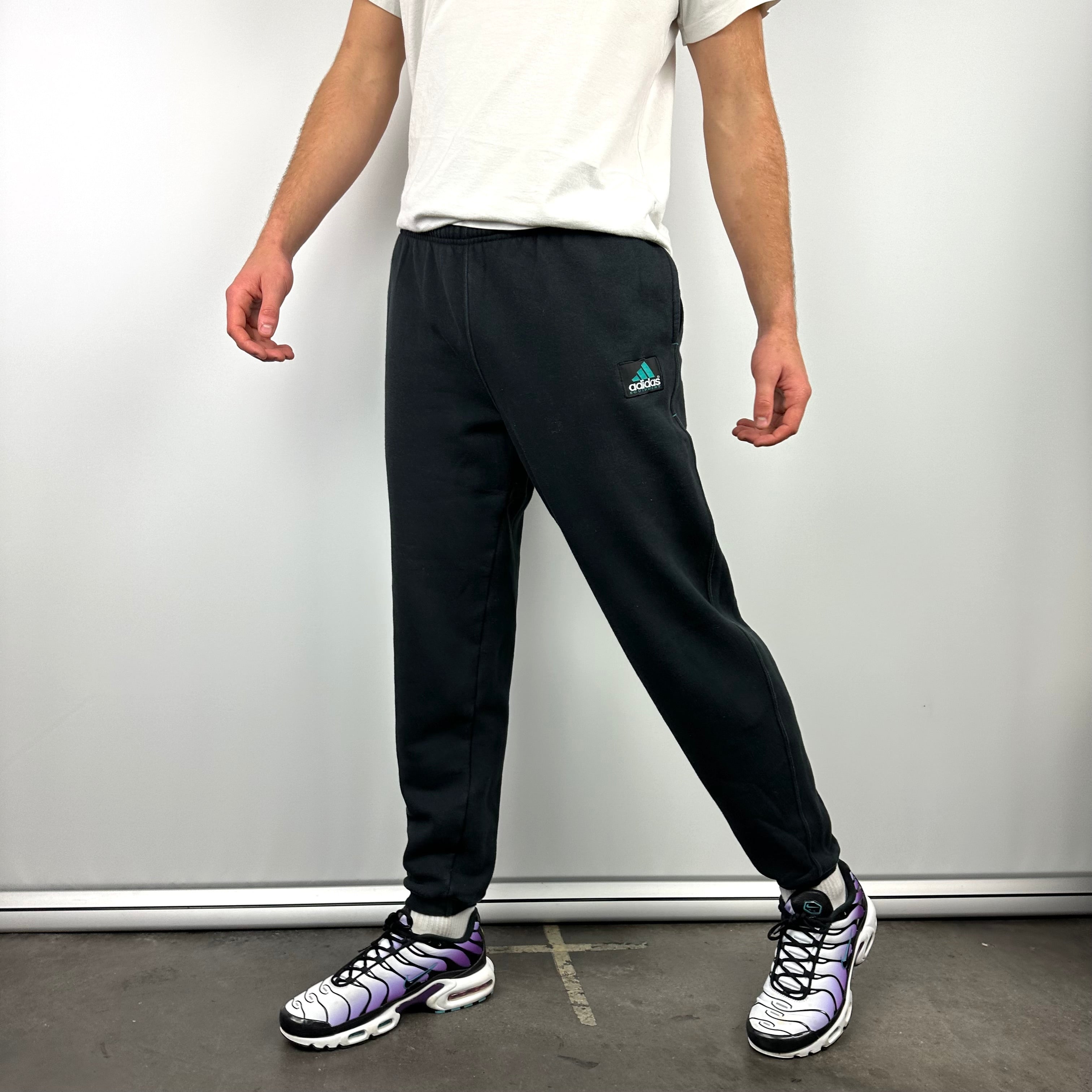Adidas Equipment Black Embroidered Spell Out Track Pants (M)