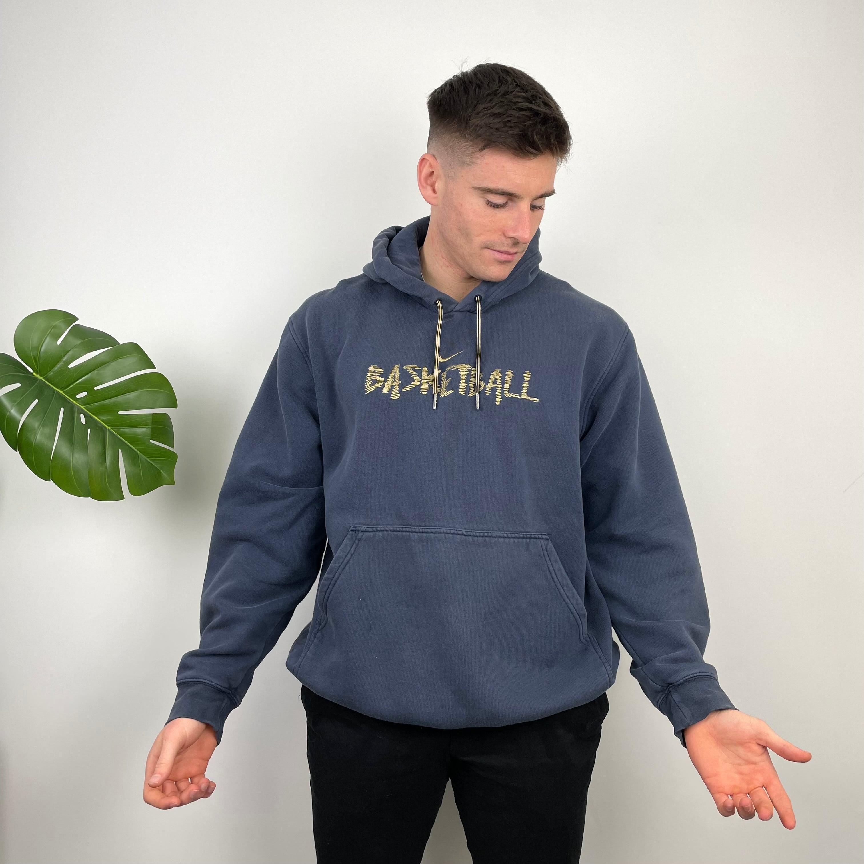 Nike Navy Embroidered Swoosh Hoodie (XL)