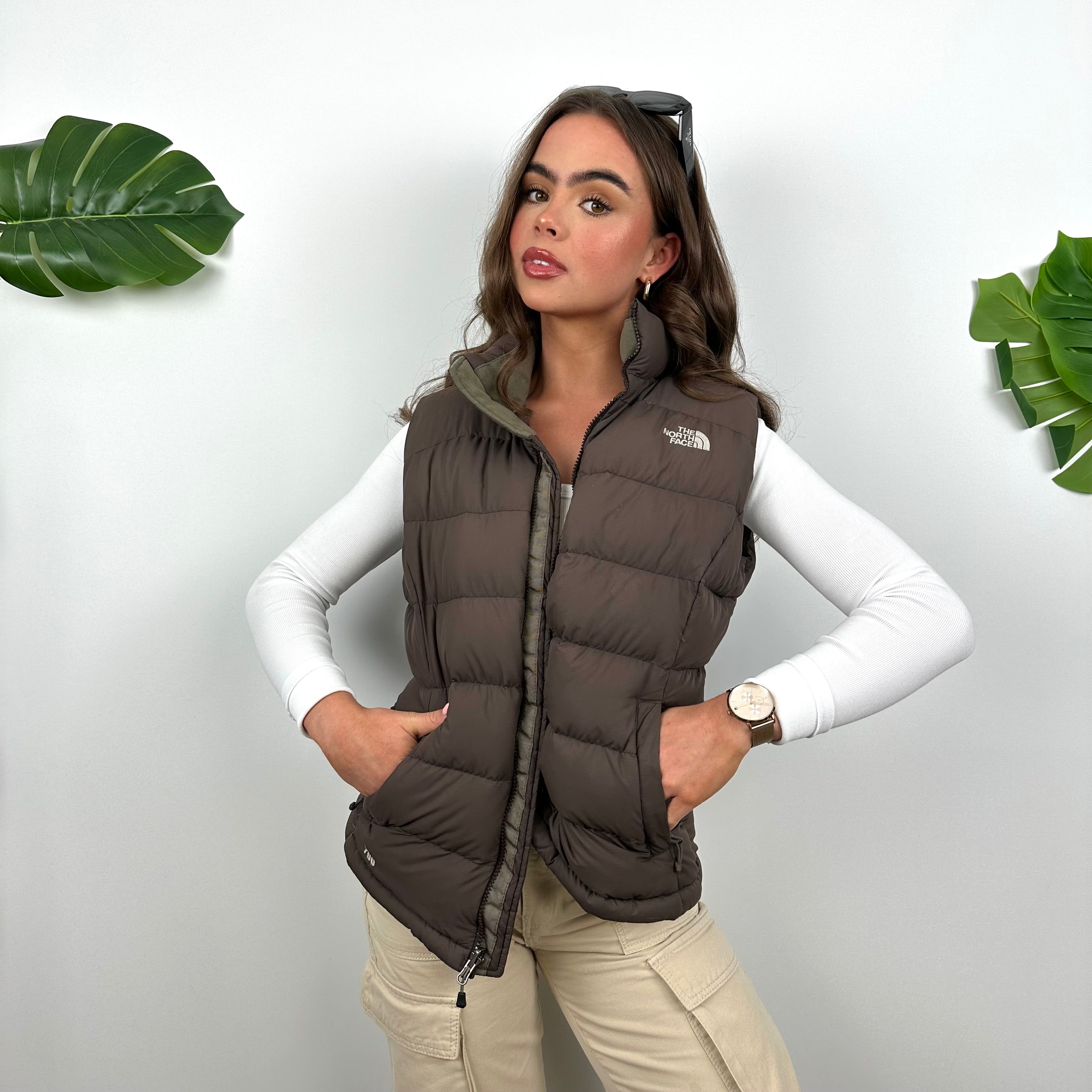 North Face Brown Nuptse 700 Puffer Gilet (M)