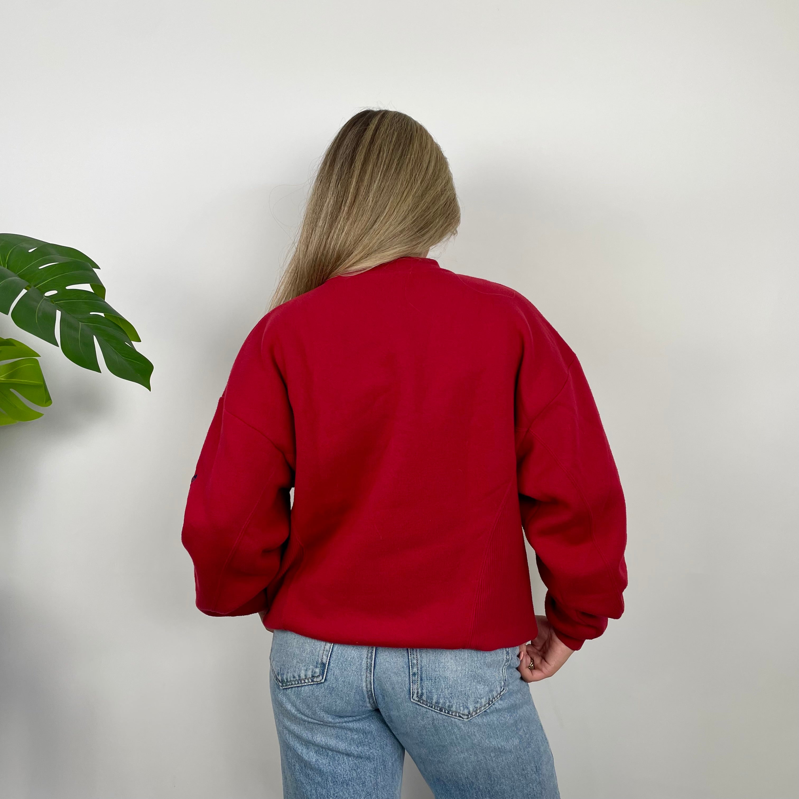 Adidas Red Embroidered Spell Out Sweatshirt (M)
