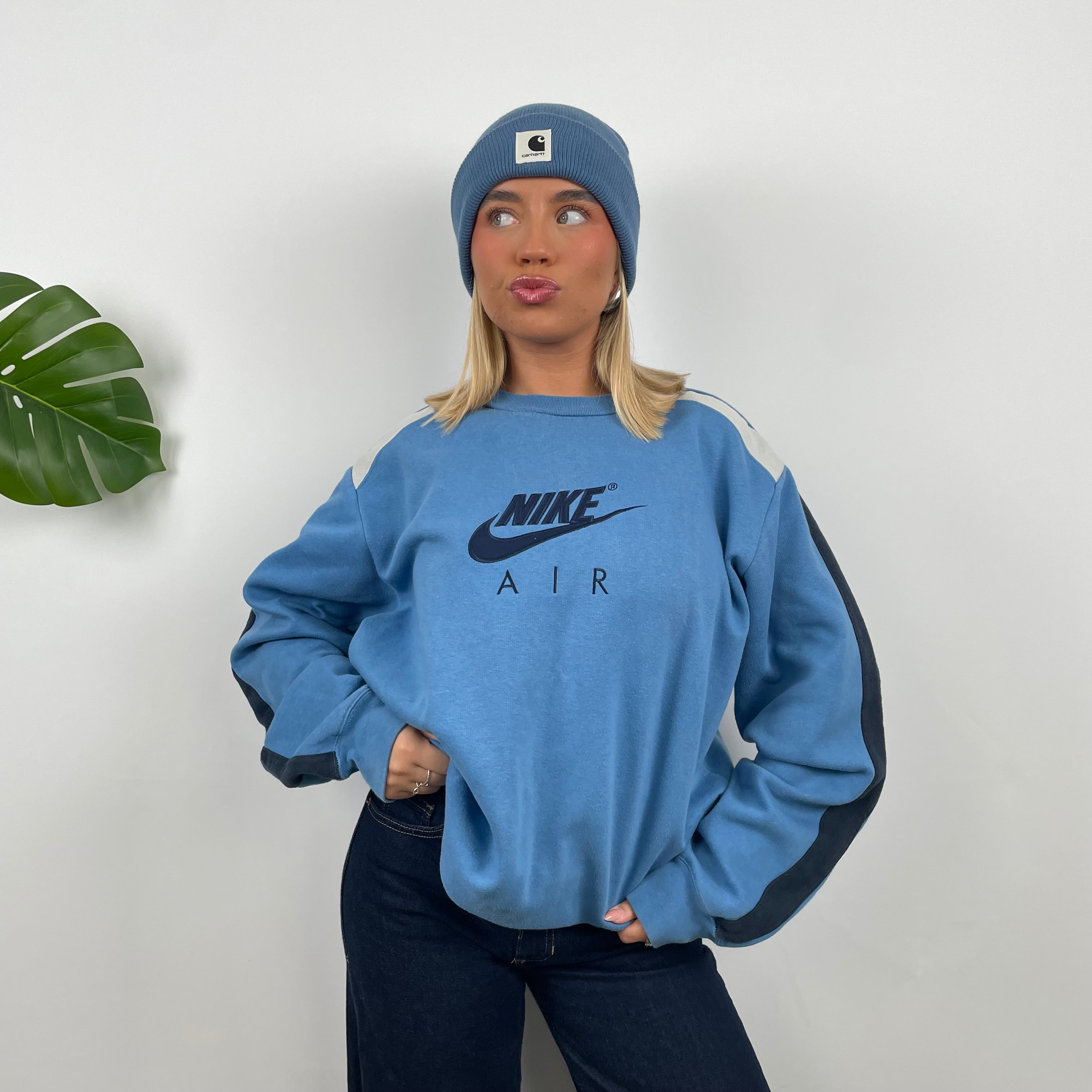 Nike Baby Blue Embroidered Spell Out Sweatshirt (L)