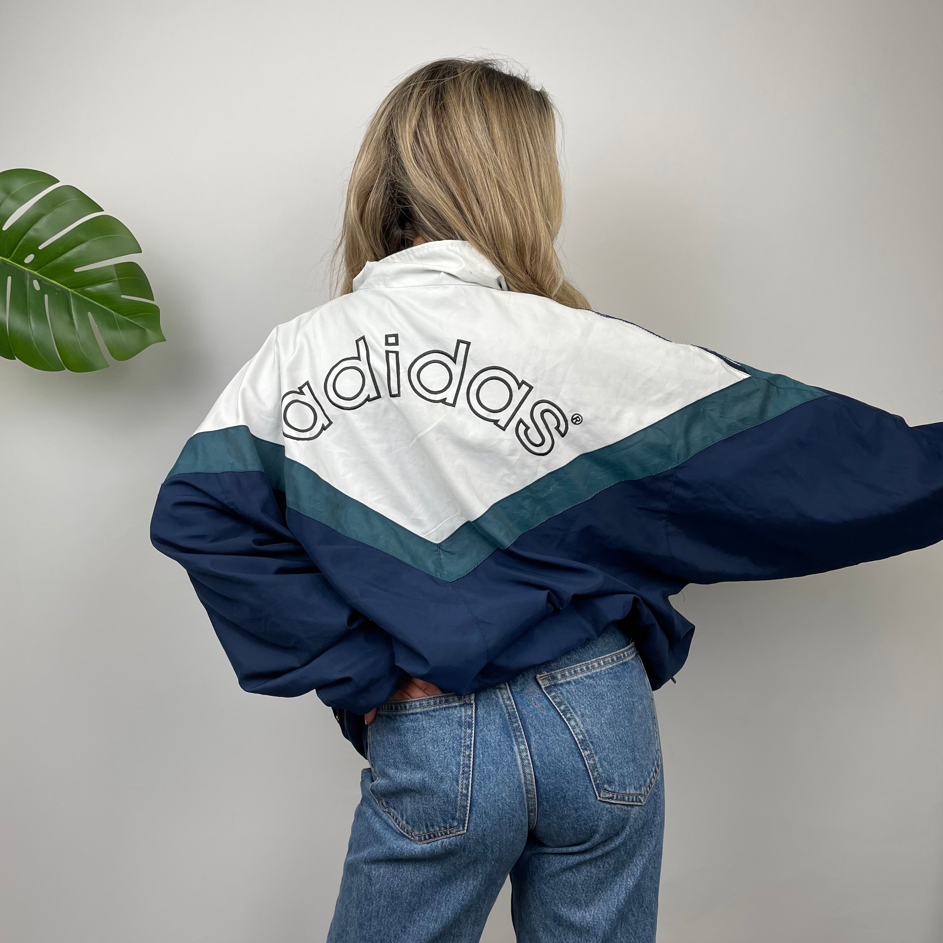 Adidas Equipment Navy Embroidered Spell Out windbreaker Jacket (L)