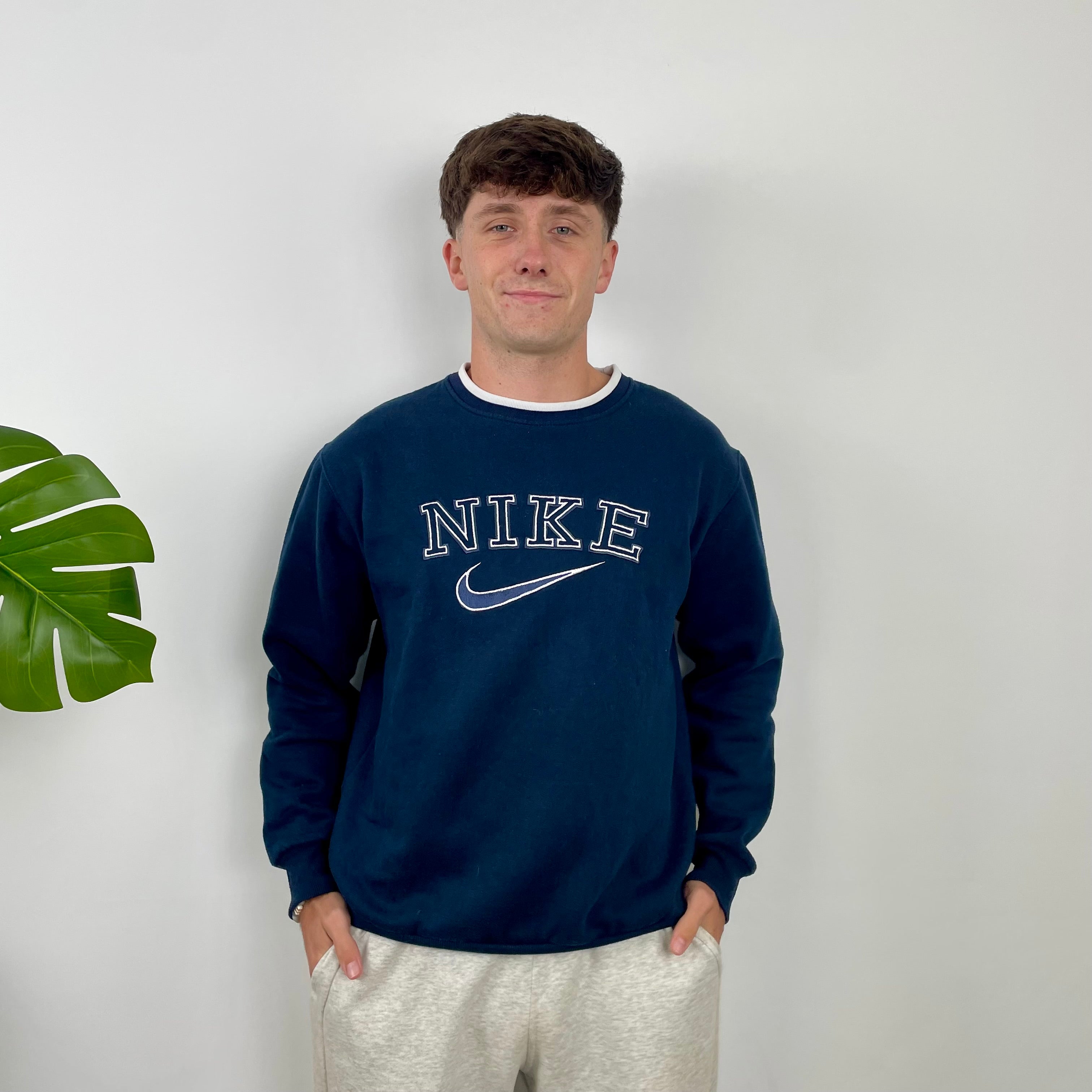 Nike Navy Embroidered Spell Out Sweatshirt (M)
