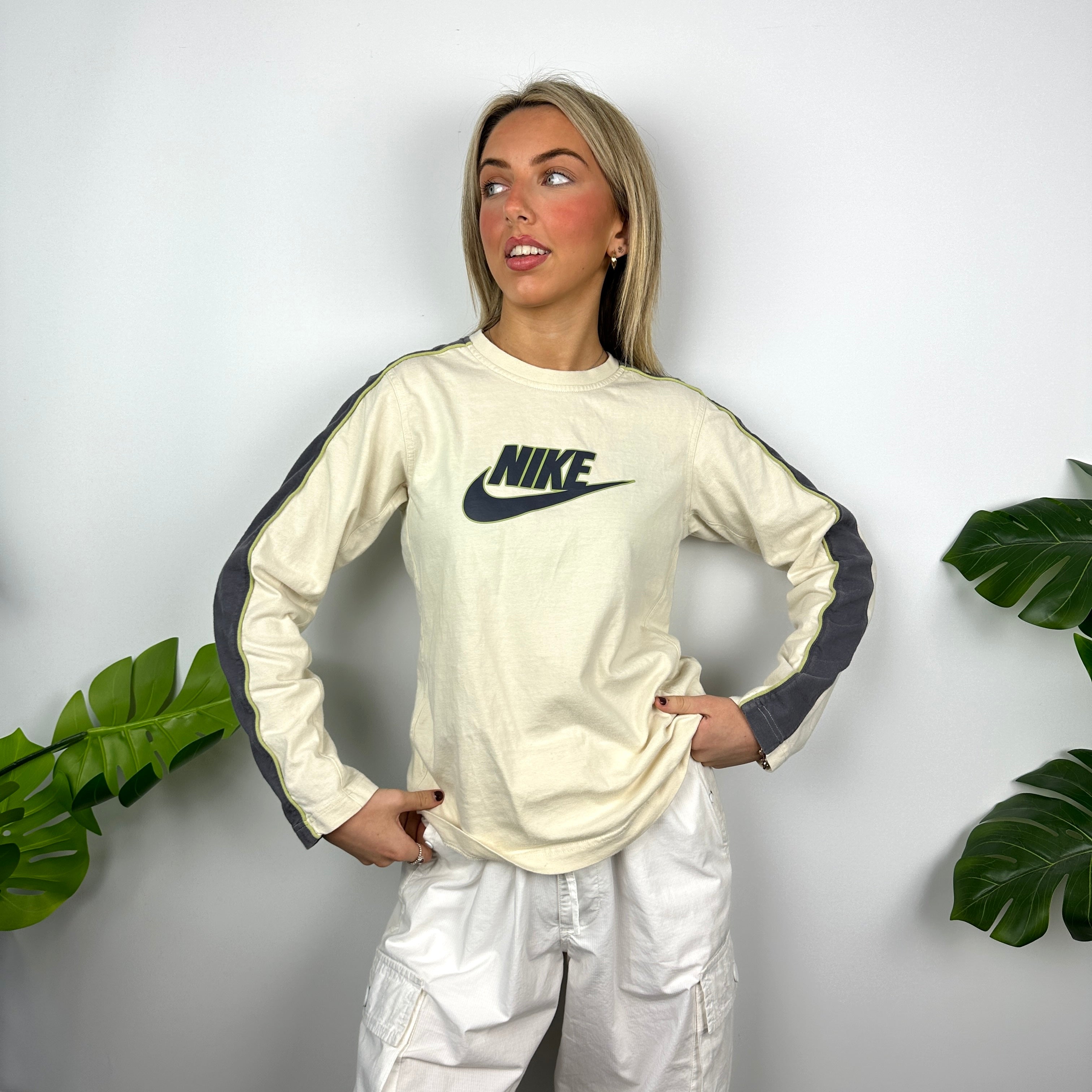 Nike Cream Spell Out Long Sleeve Top (S)