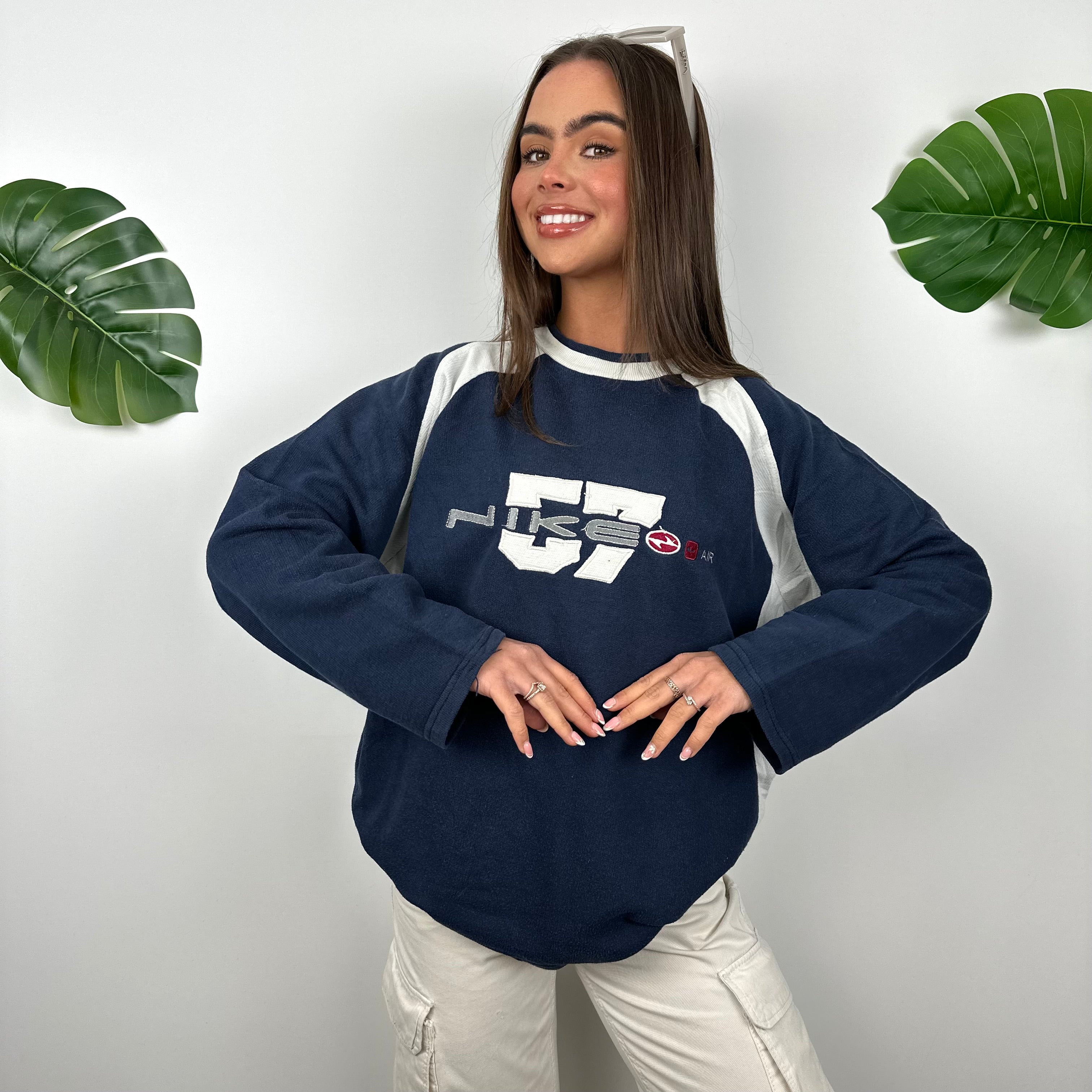 Nike Navy Embroidered Spell Out Sweatshirt (M)