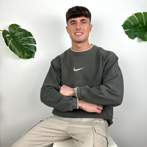 Nike Grey Embroidered Swoosh Sweatshirt (L)