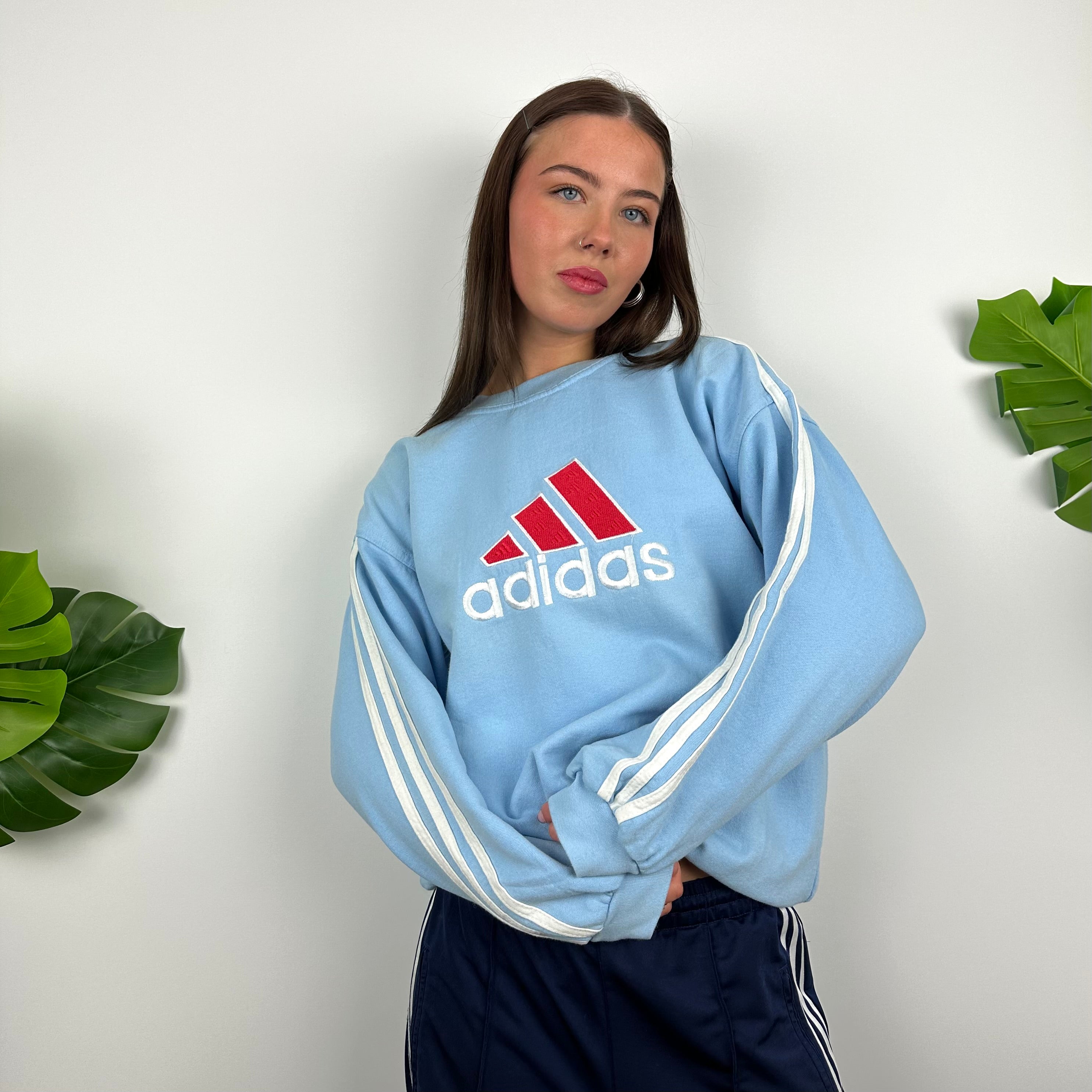 Adidas Equipment RARE Baby Blue Embroidered Spell Out Sweatshirt (M)