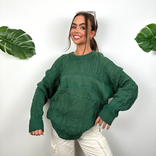 Burberry Green Embroidered Spell Out Knitted Sweatshirt (XL)
