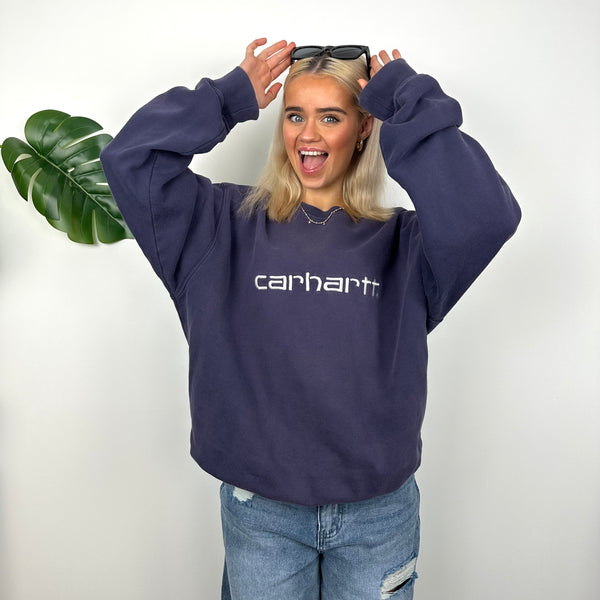 Carhartt Navy Embroidered Spell Out Sweatshirt (M)