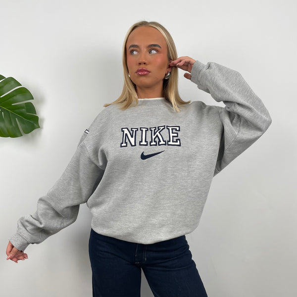 Nike Grey Embroidered Spell Out Sweatshirt (L)