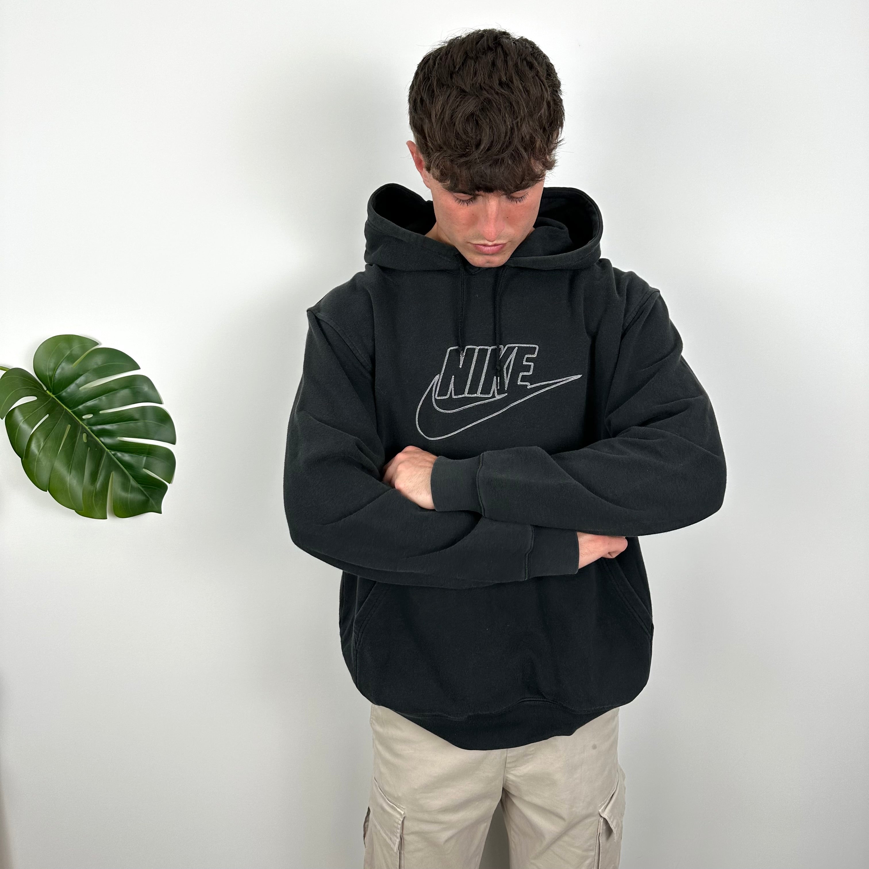 Nike Black Embroidered Spell Out Hoodie (L)