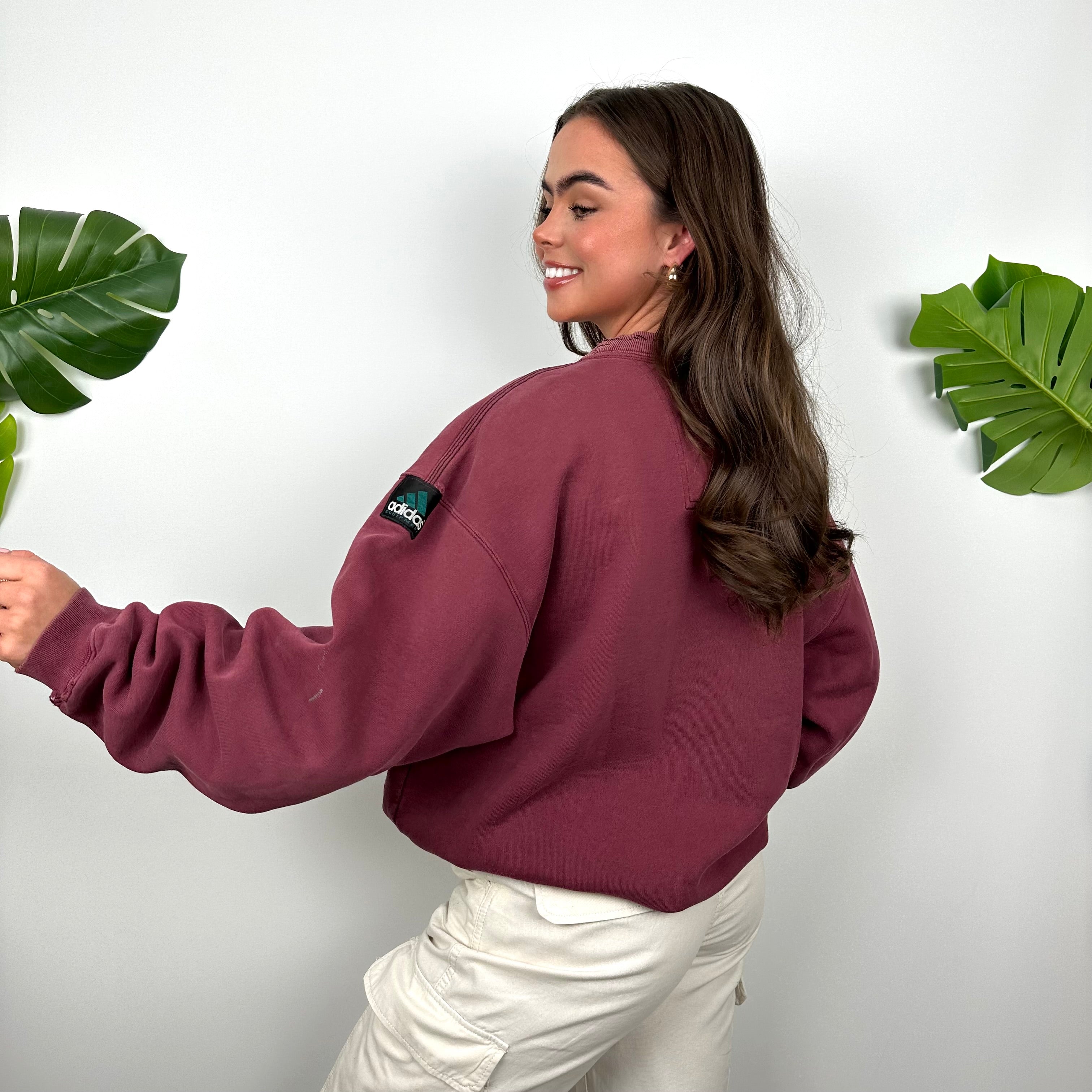 Adidas Equipment Maroon Embroidered Spell Out Sweatshirt (L)