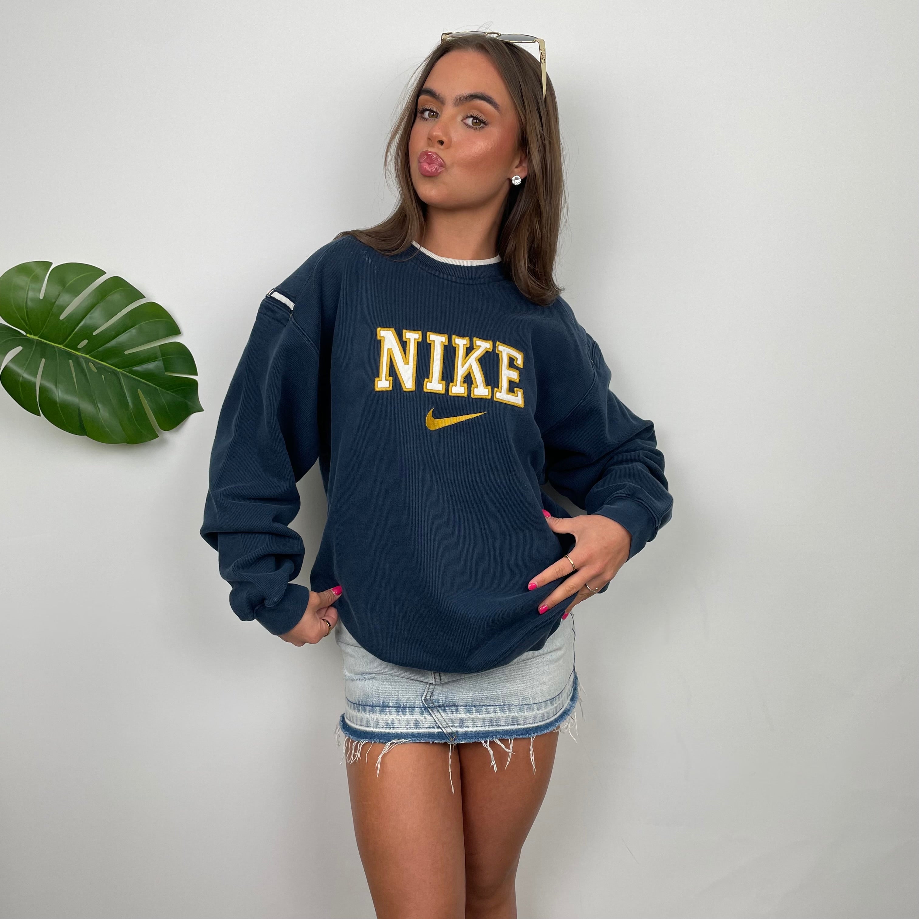 Nike Navy Embroidered Spell Out Sweatshirt (M)