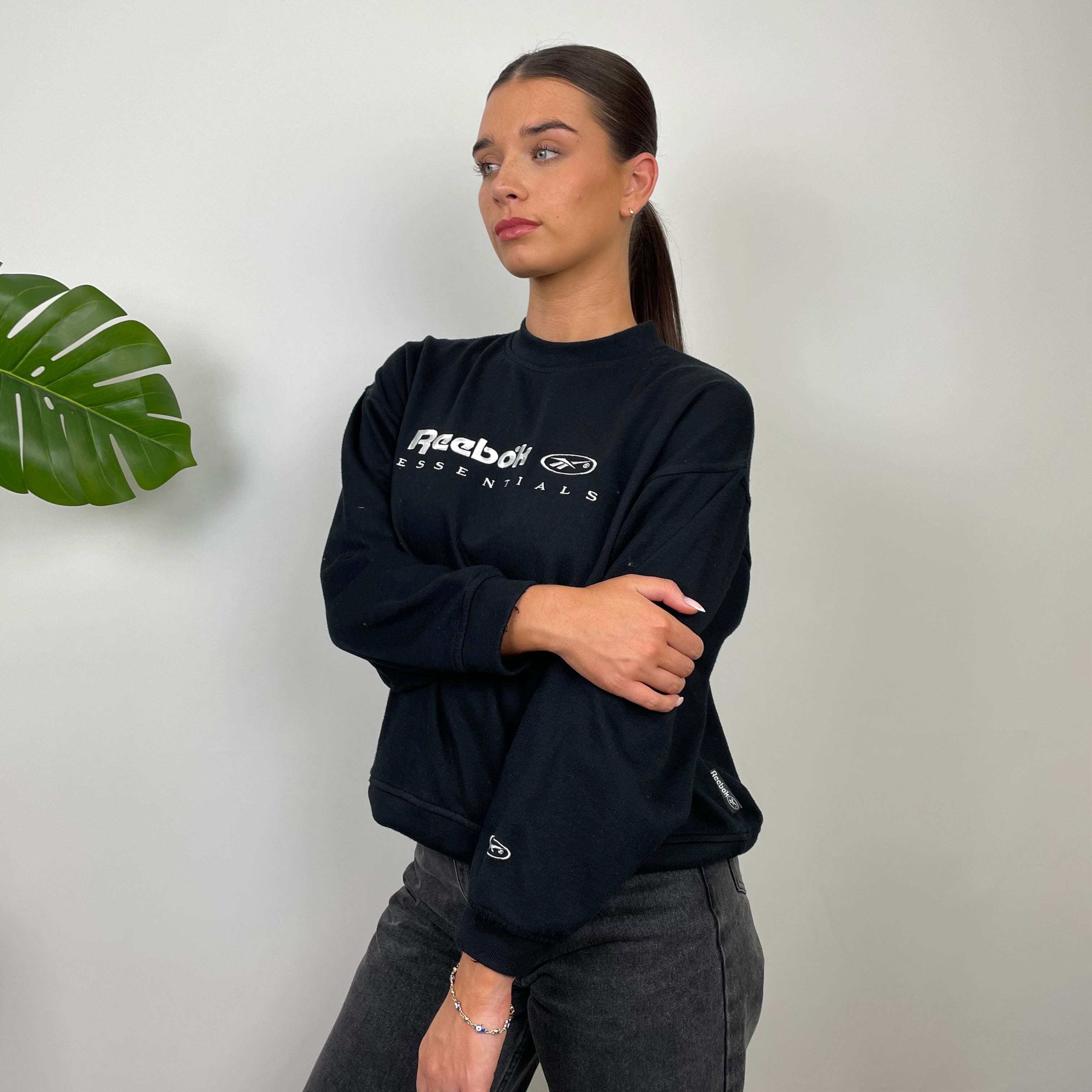 Reebok Black Embroidered Spell Out Sweatshirt (S)