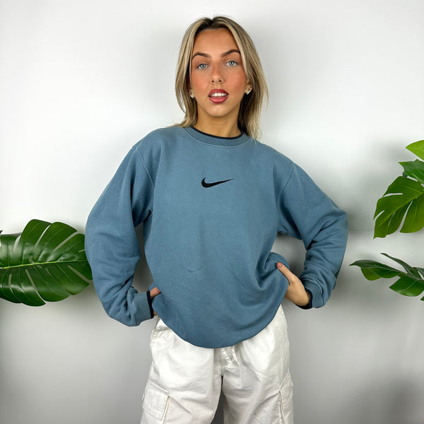 Nike Dusty Blue Embroidered Swoosh Sweatshirt (S)