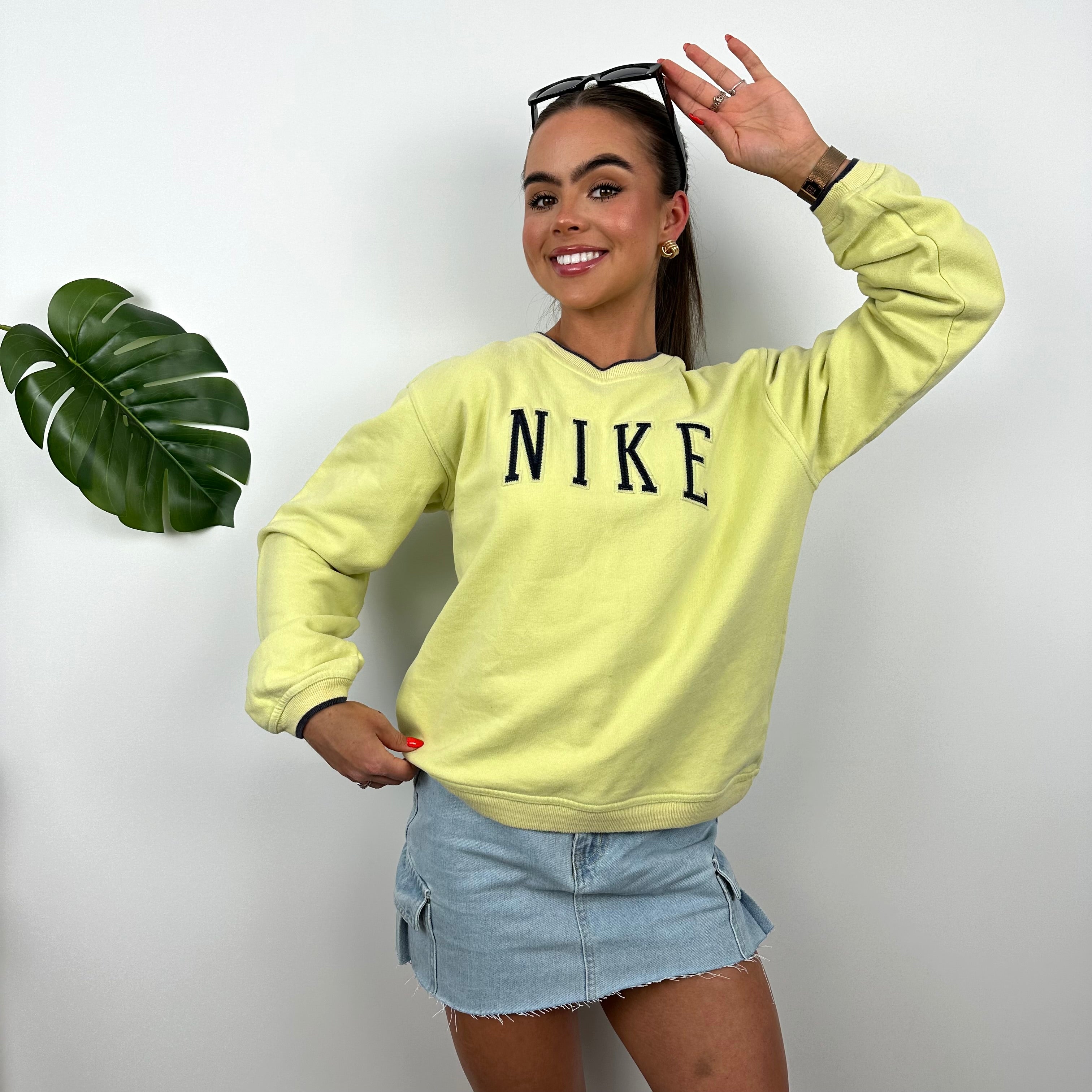 Nike Lime Embroidered Spell Out Sweatshirt (S)