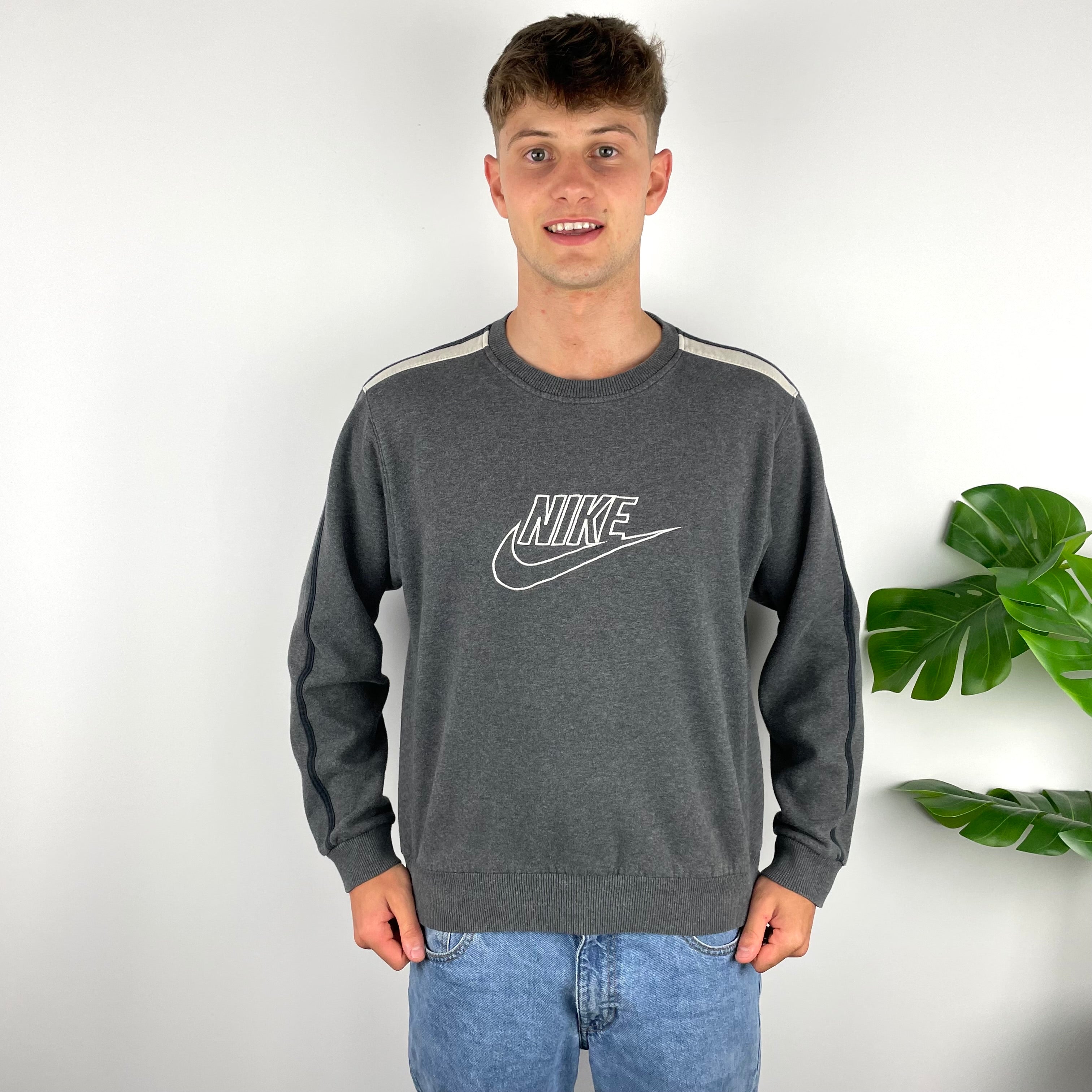 Nike RARE Grey Embroidered Spell Out Sweatshirt (M)