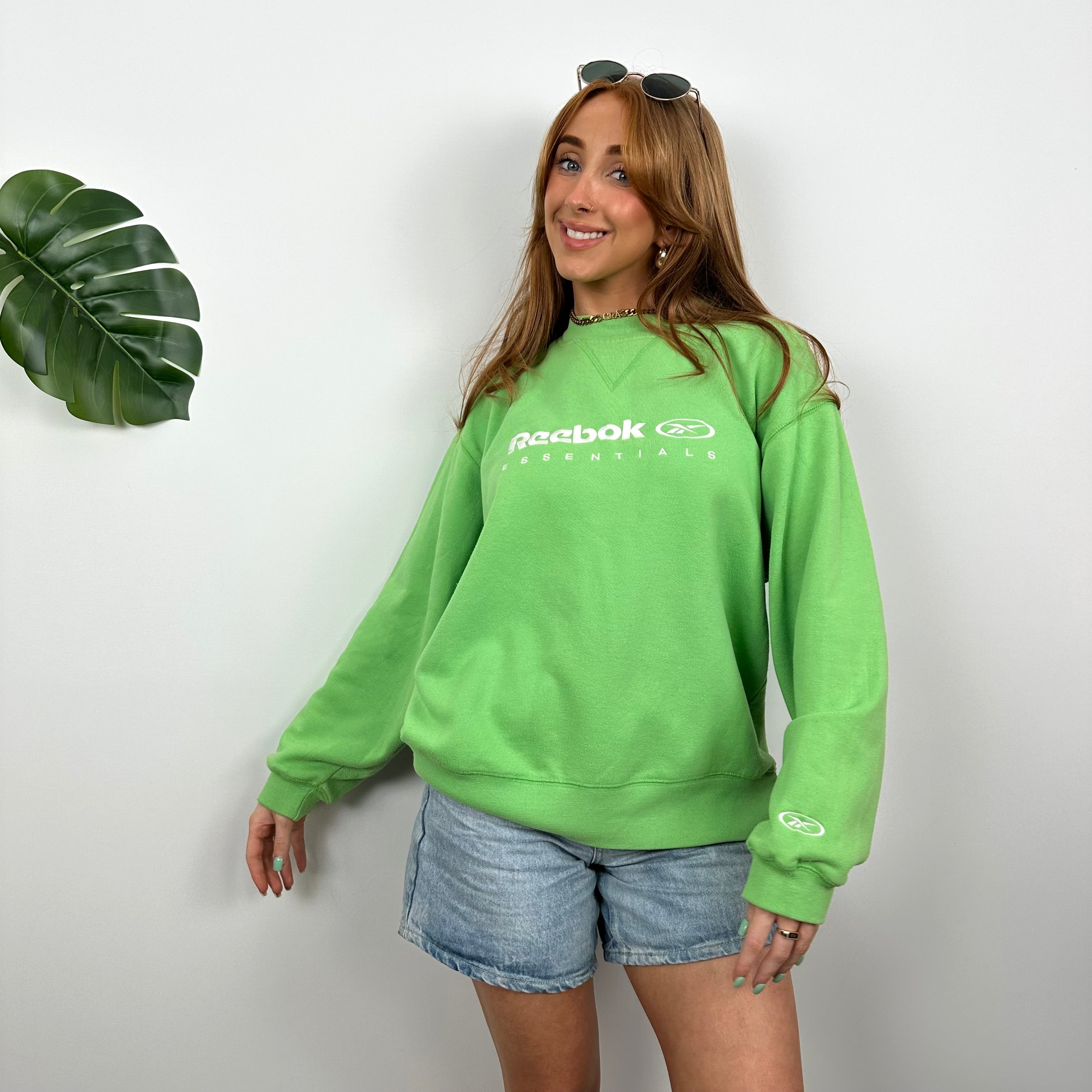 Reebok Membership RARE Green Embroidered Spell Out Sweatshirt (M)