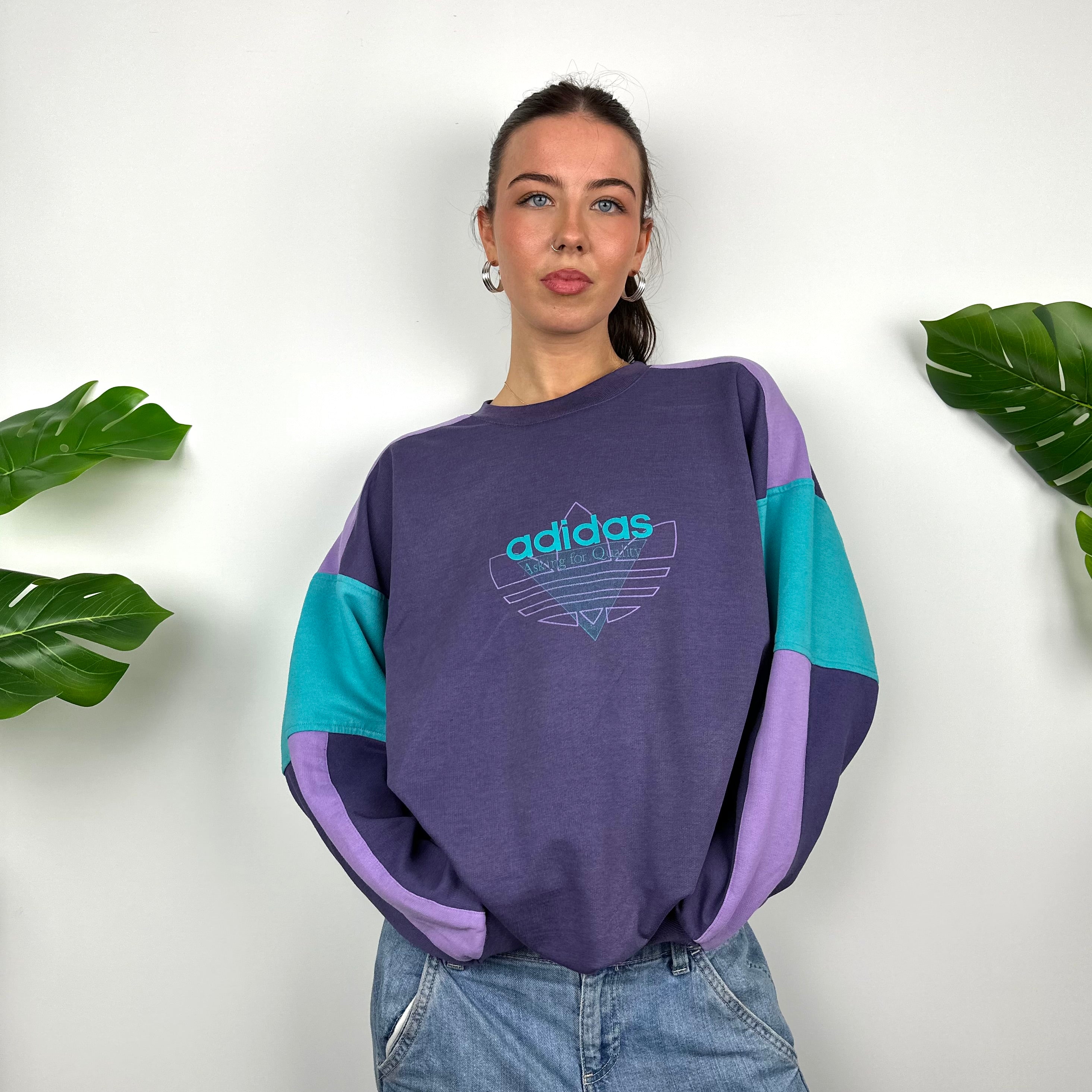 Adidas Purple Colour Block Sweatshirt (L)